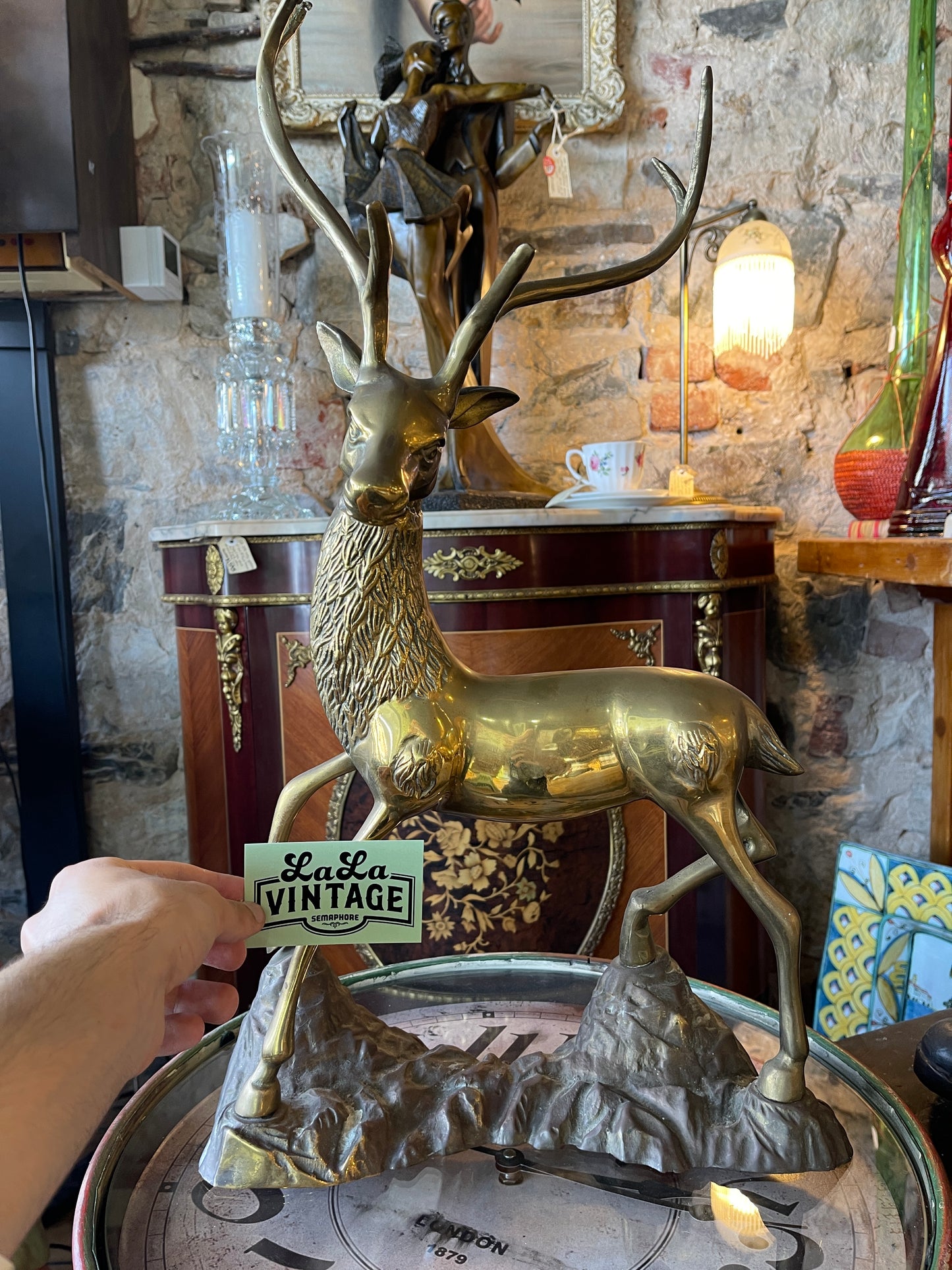 1960s Hollywood Regency Brass Deer Sculpture – Large & Majestic