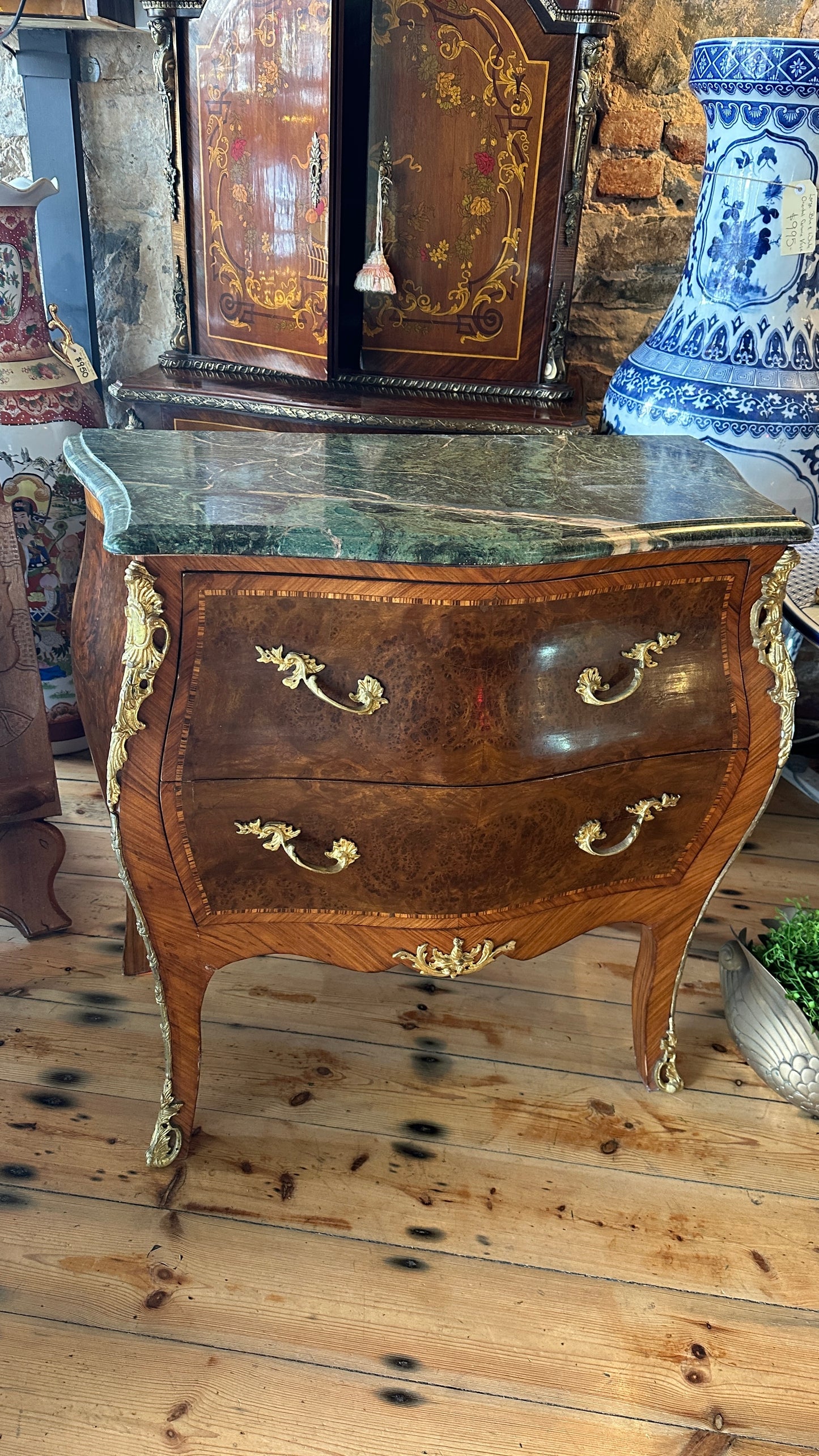 Beautiful Louis XV style marble top commode with two drawers
