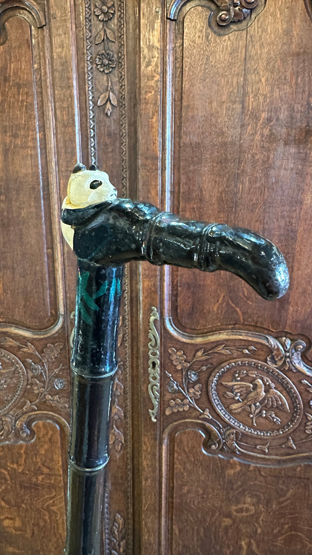 Walking cane with Panda handle and bamboo shaft