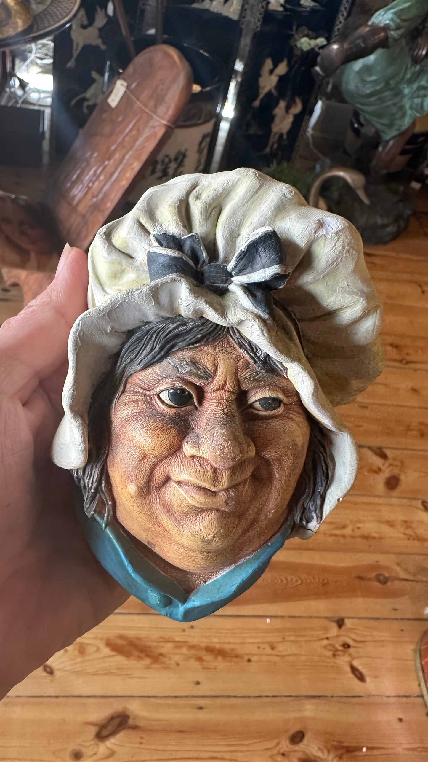 Vintage Bossons Chalkware Sarah Gamp Wall Mask Figurine - Made in England, Charles Dickens