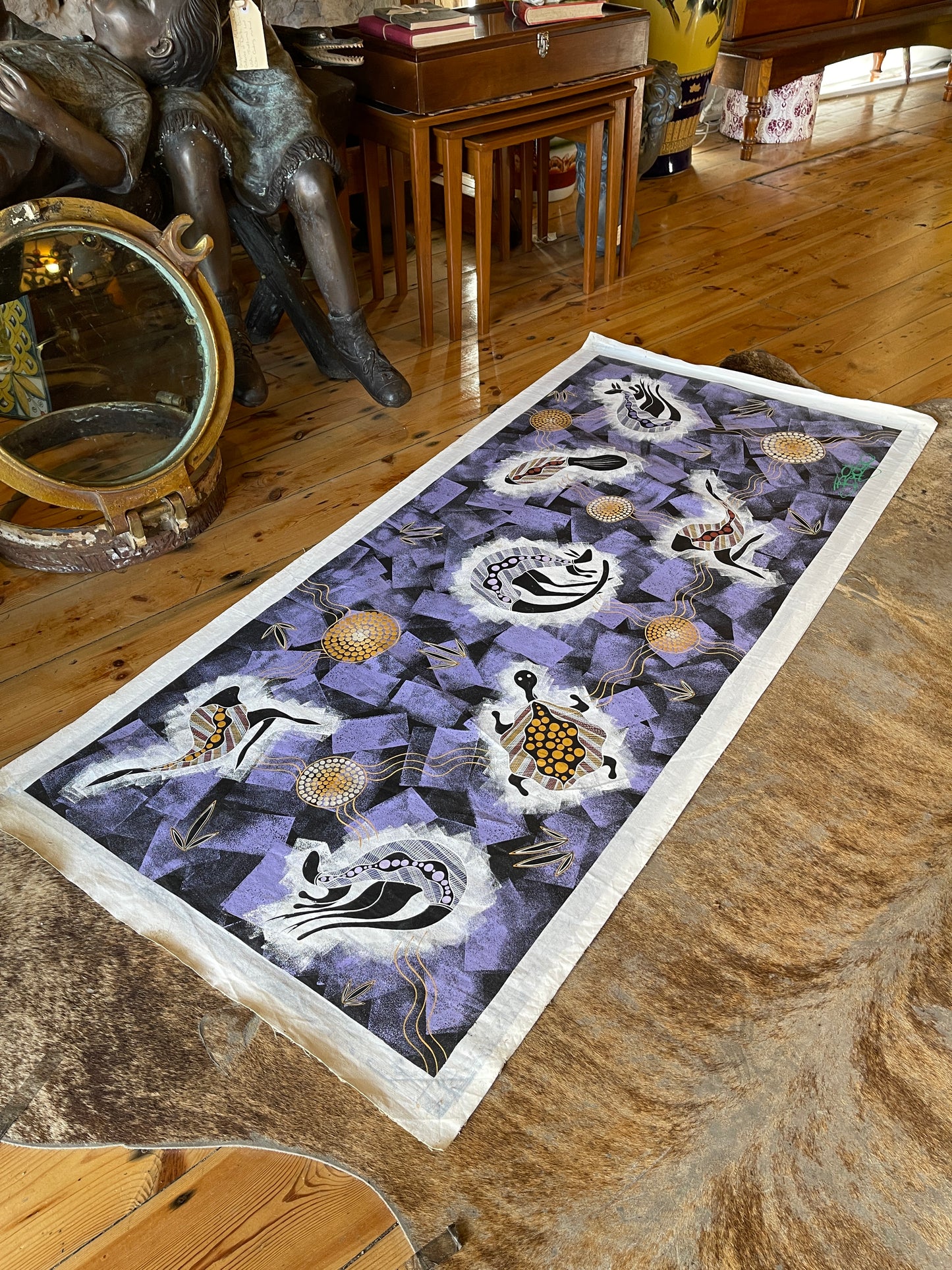 Huge Aboriginal Artwork by Murrawarri & Wailwan Artist J. Bridge – Unique ‘New Wave’ Abstract Style