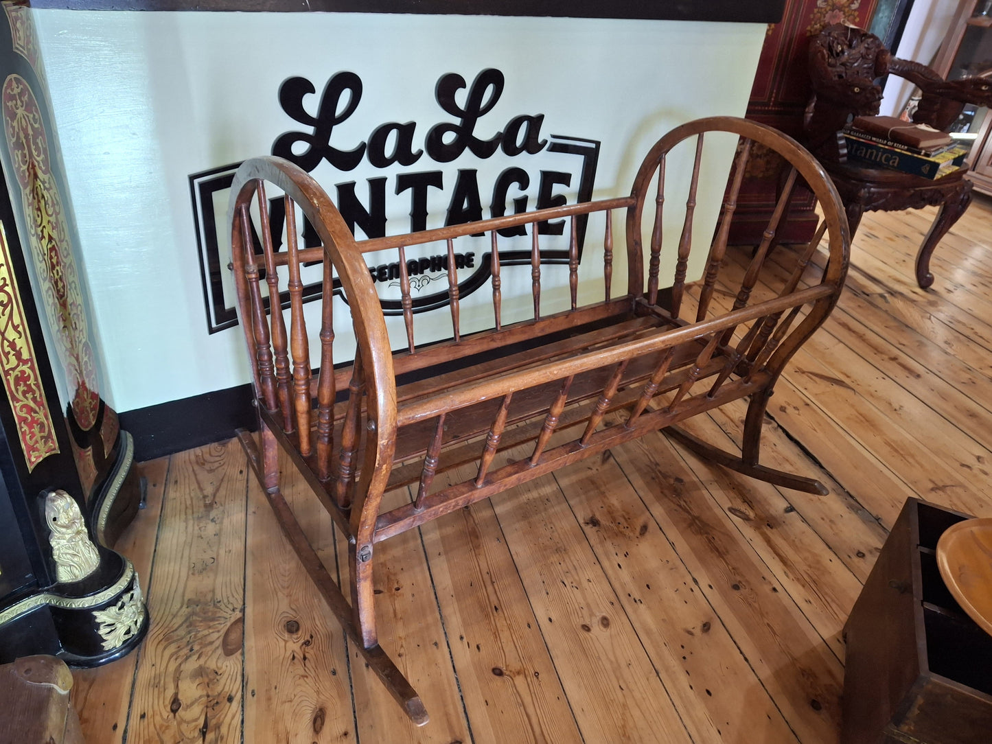 Antique Wooden Baby Cradle (Vintage Rocking Cot)