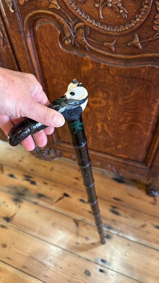 Walking cane with Panda handle and bamboo shaft