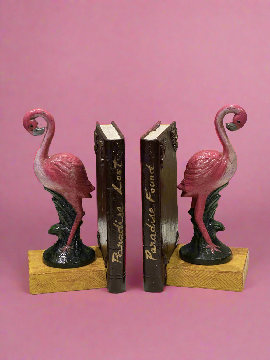 Cast Iron Flamingo Bookends Large