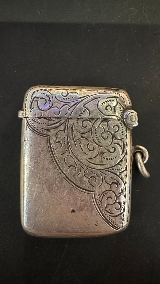 Antique Edwardian Sterling Silver Vesta Case, Birmingham 1904