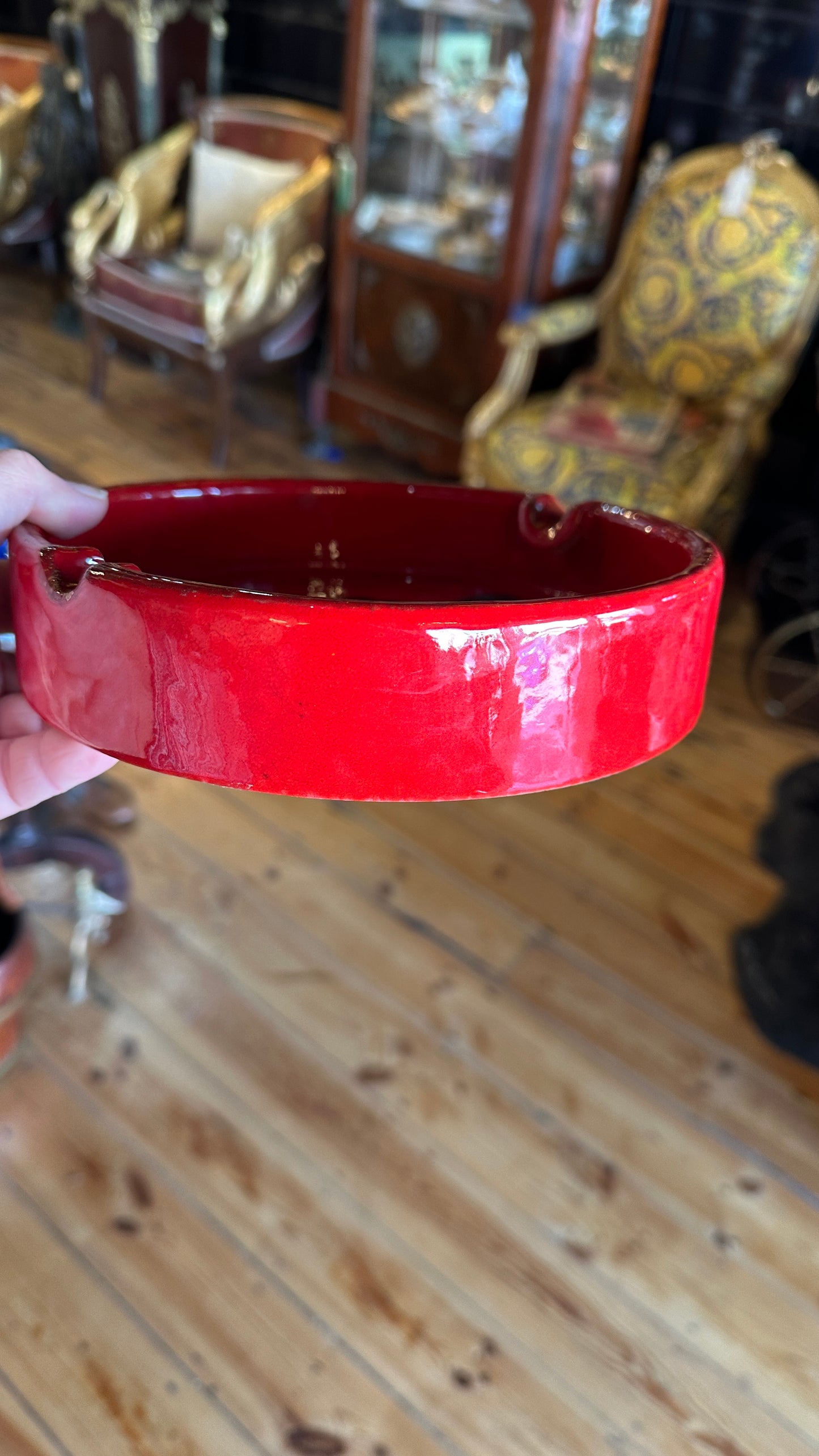 Mid century Italian, red glazed pottery, diameter: 20cm