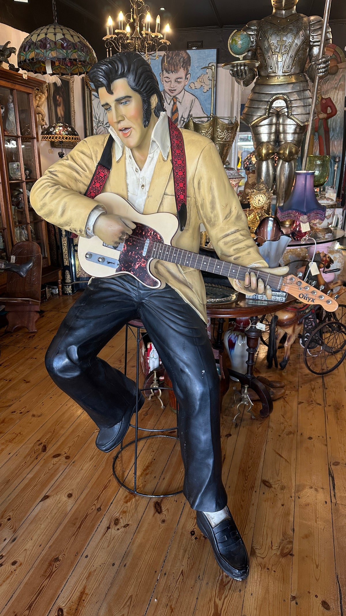 Life-Size Elvis Presley Fibreglass Statue – Seated with Guitar
