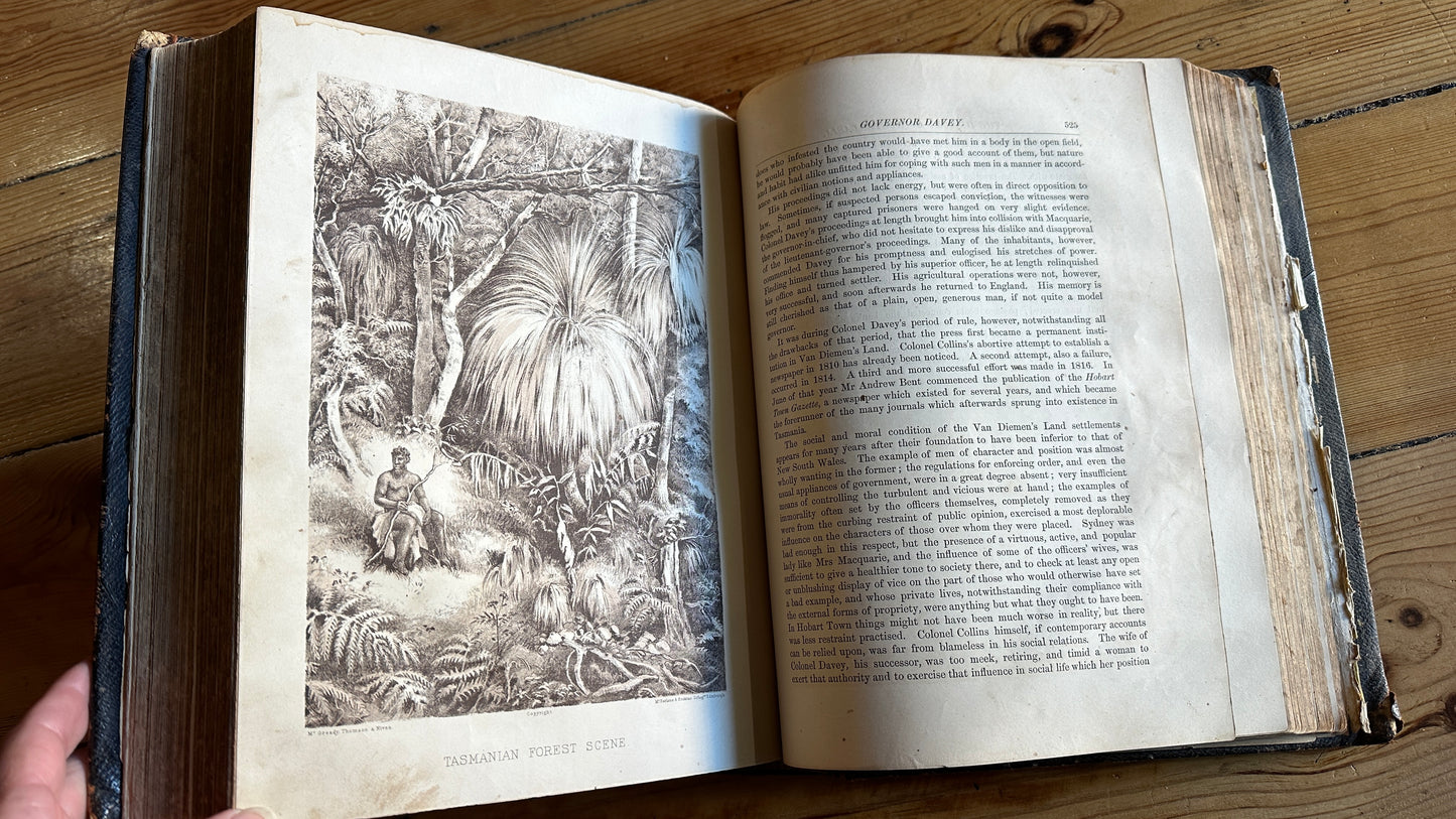 Antique leather-bound 1878 edition of The History of Australasia by David Blair, published by McGready, Thomson & Niven