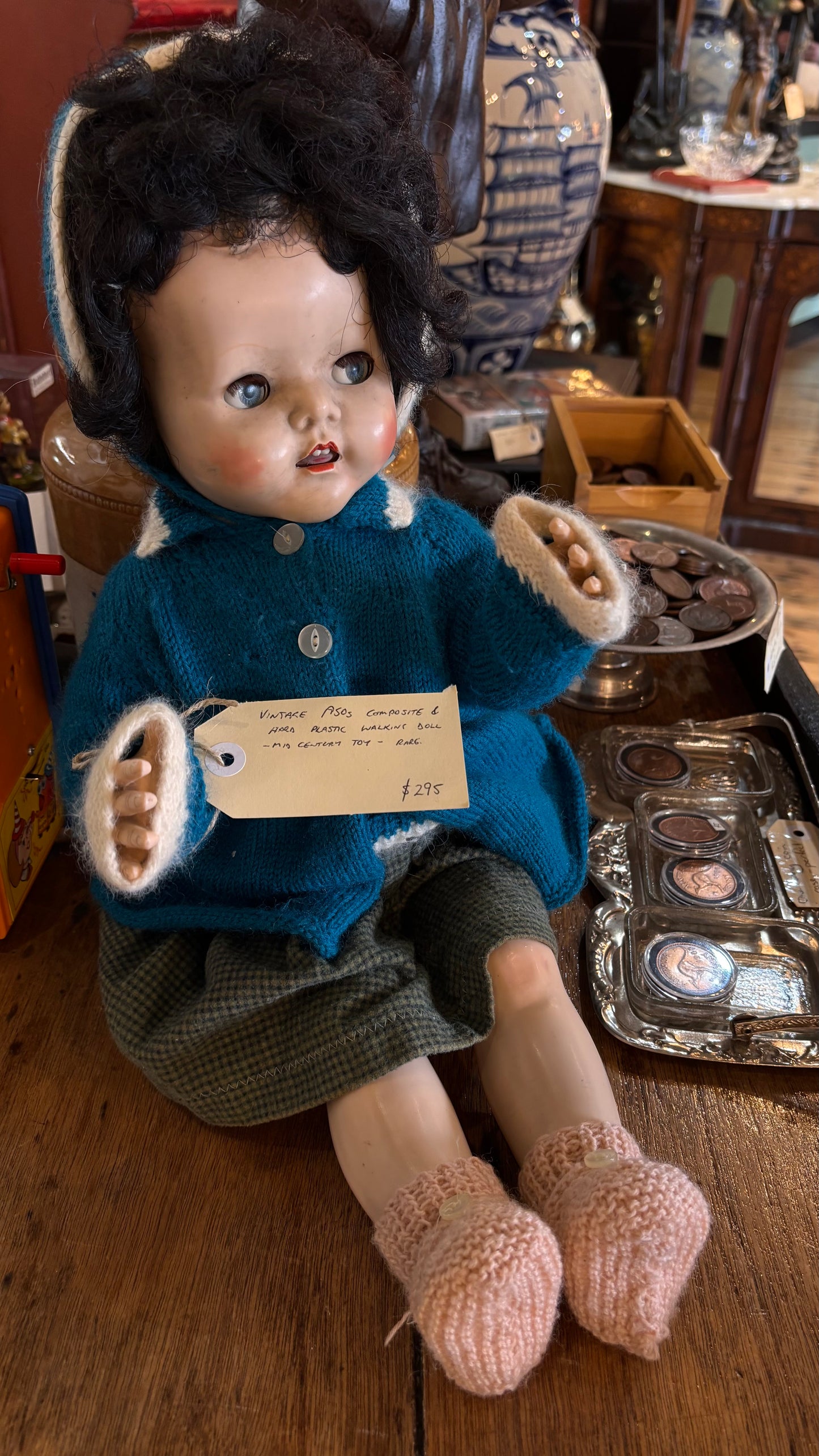 Large 1950s 50cm Hard Plastic Walking Doll – Mid-Century Collectible – Pedigree England