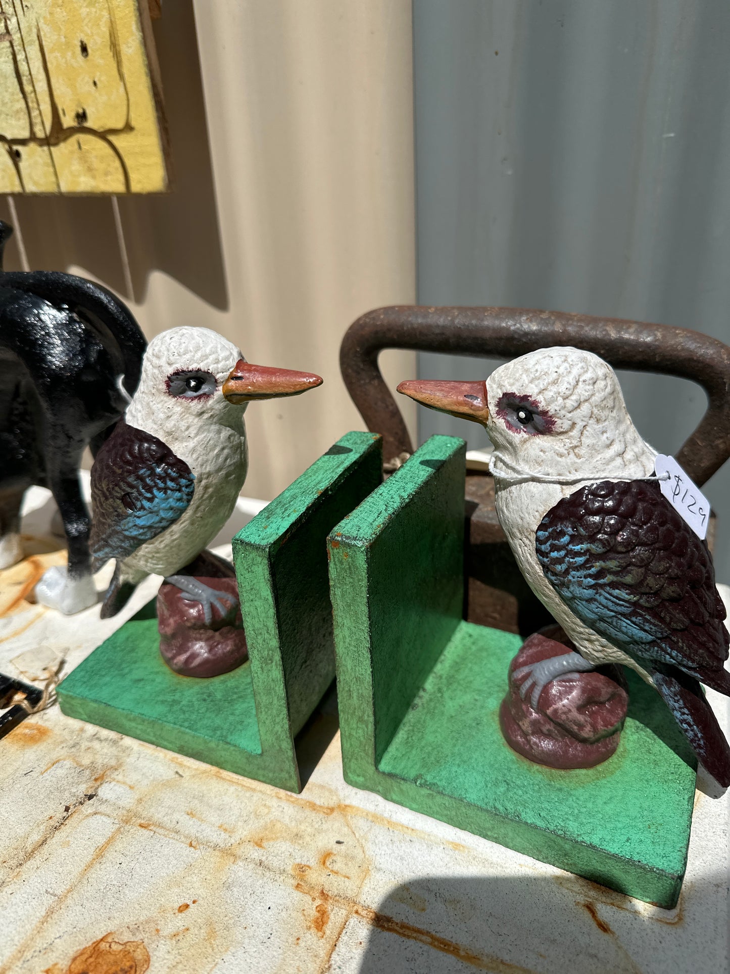 Cast Iron Kookaburra Bookends