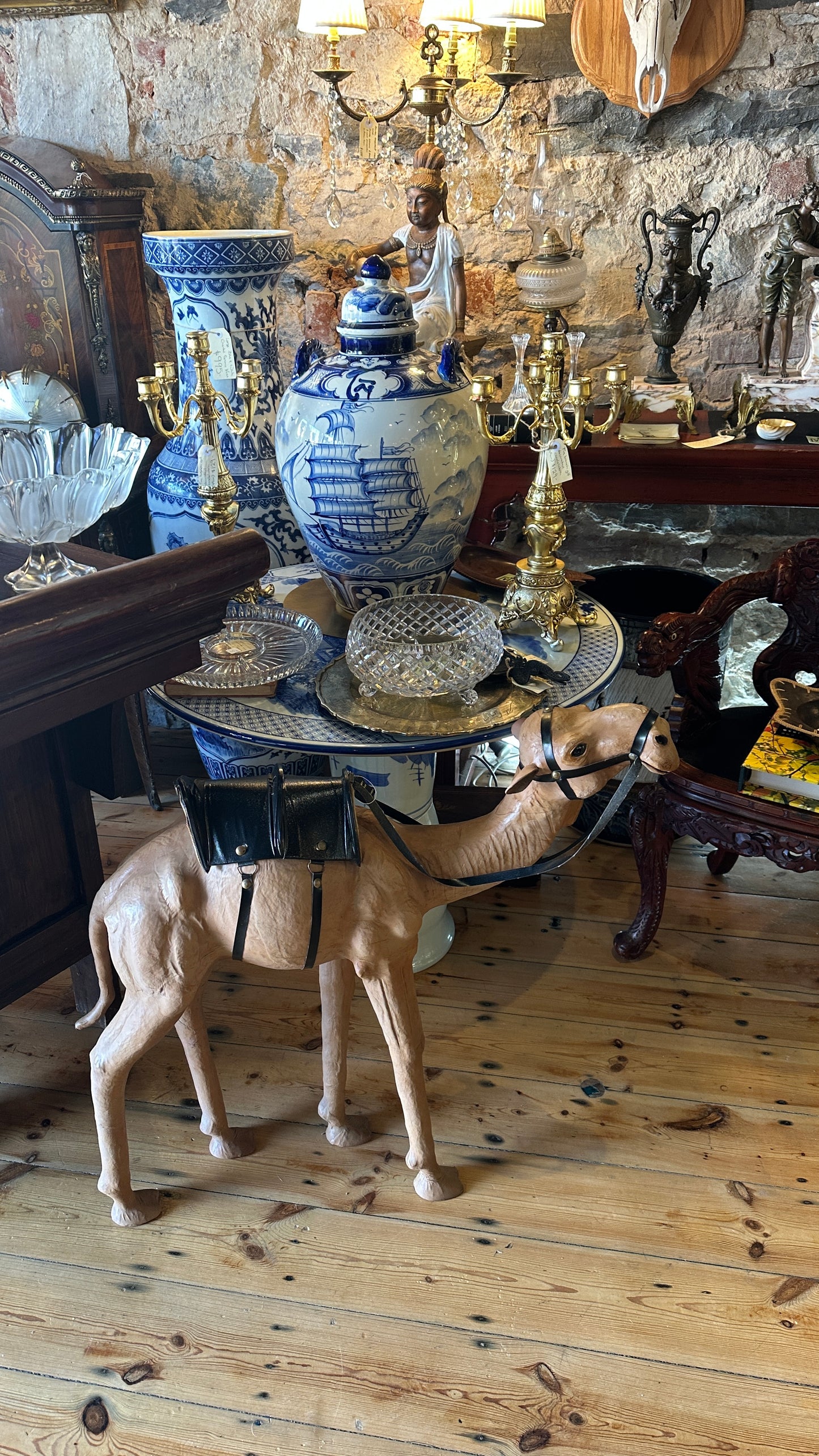 Handcrafted Vintage Leather Camel Statue / Figurine