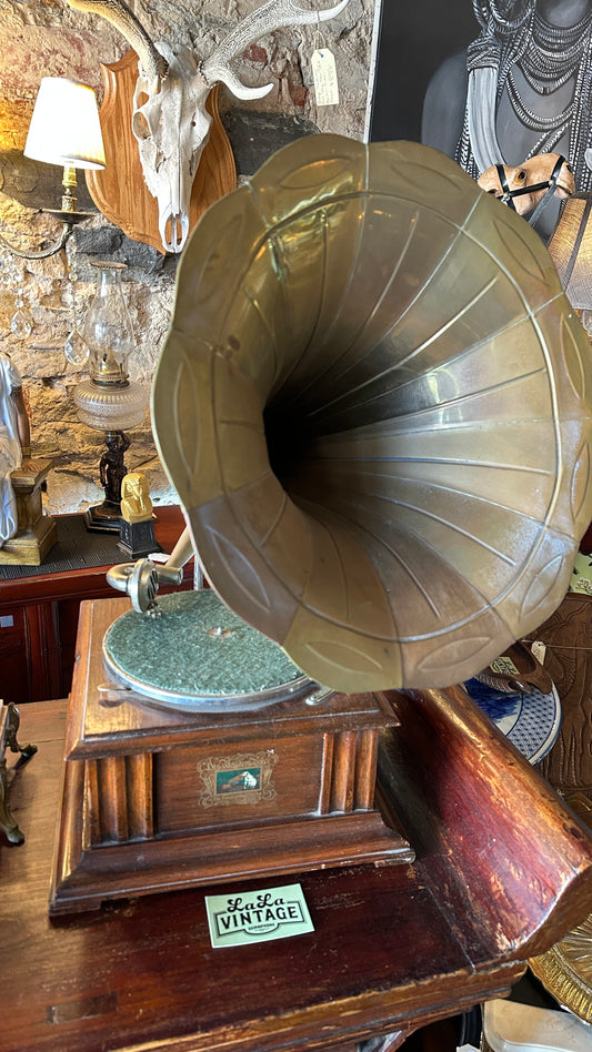 Antique HMV "His Master's Voice" Morning Glory Horn Gramophone