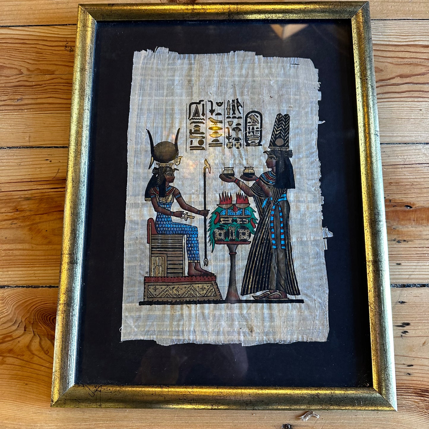 Egyptian Papyrus Painting, Framed