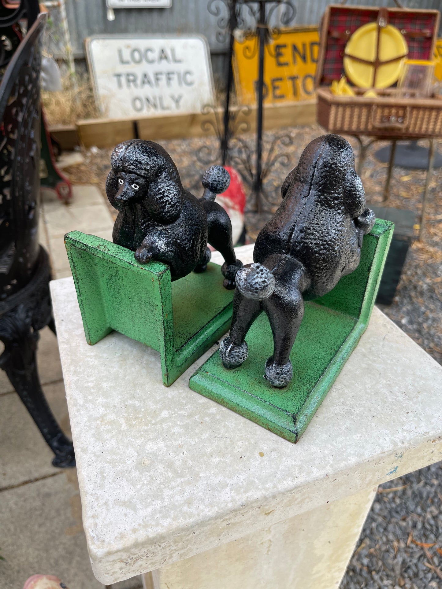 Cast Iron Black Poodle Bookends