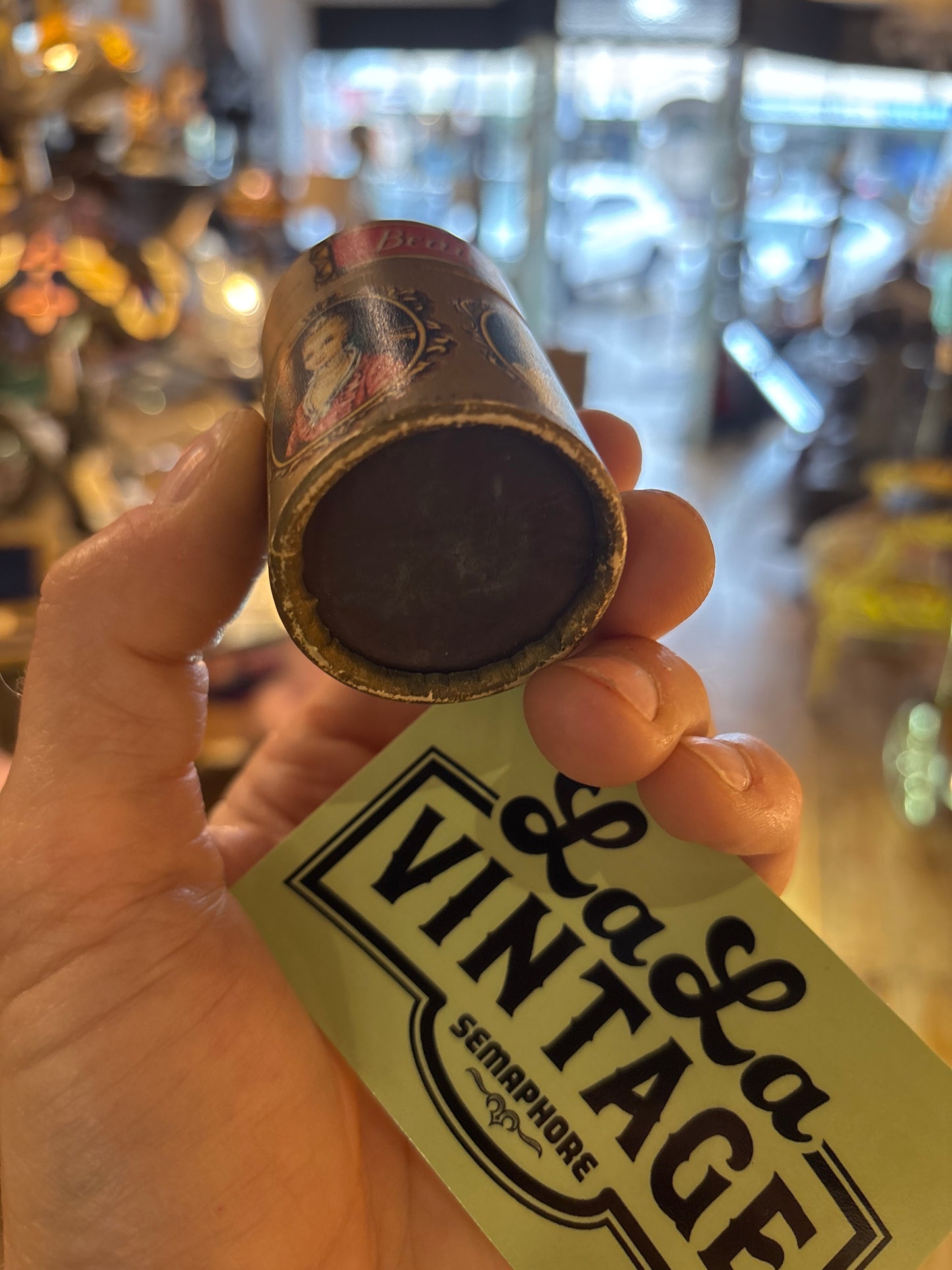 1920s German “Beauties XVIIIth Century” Celluloid-Top Match Barrel – Novelty Dummy Matches