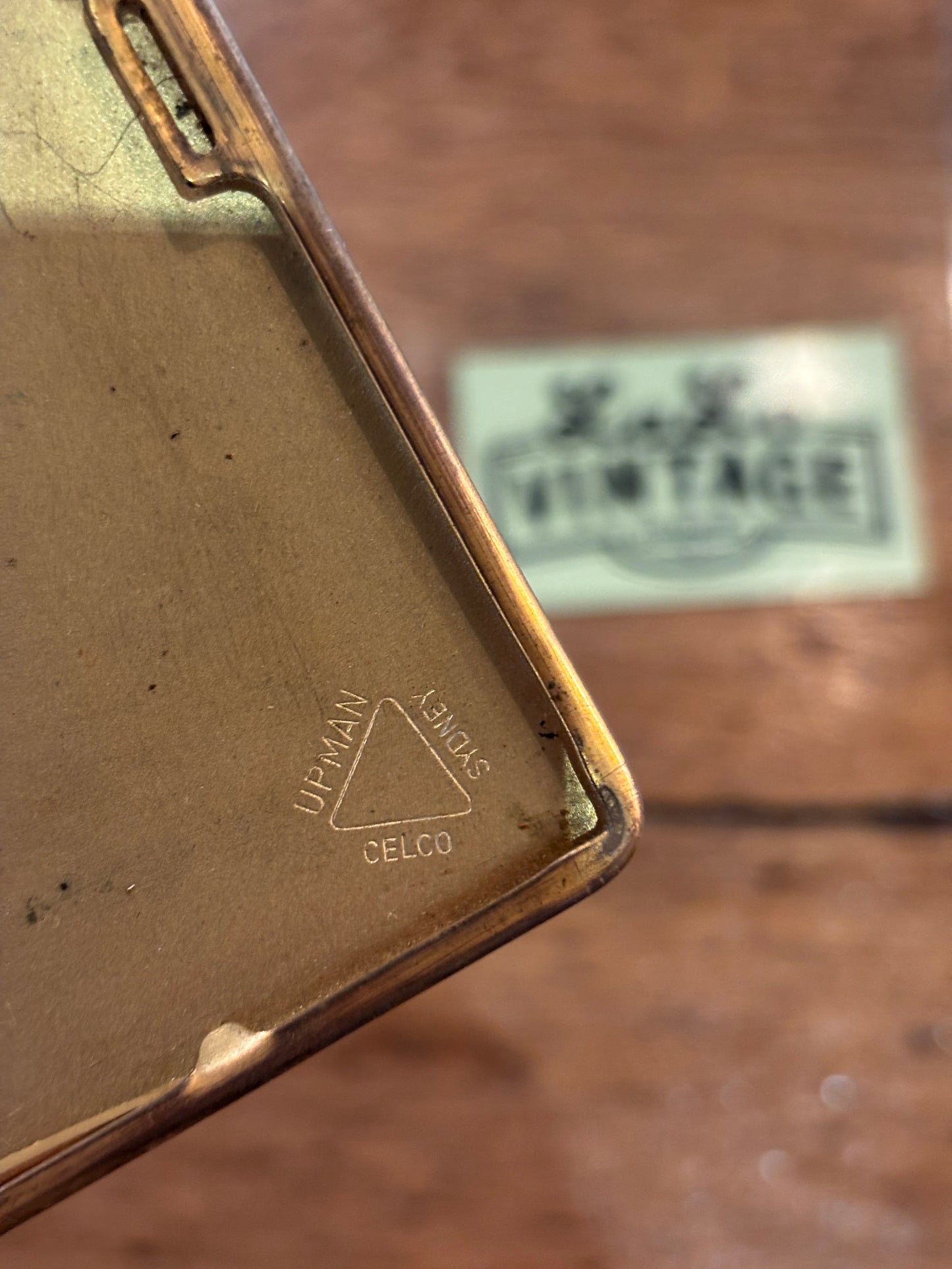 Vintage 1940s–50s CELCO / Upman Cigarette Case – Australian Made – Brass-Plated with Pin-Up Decal
