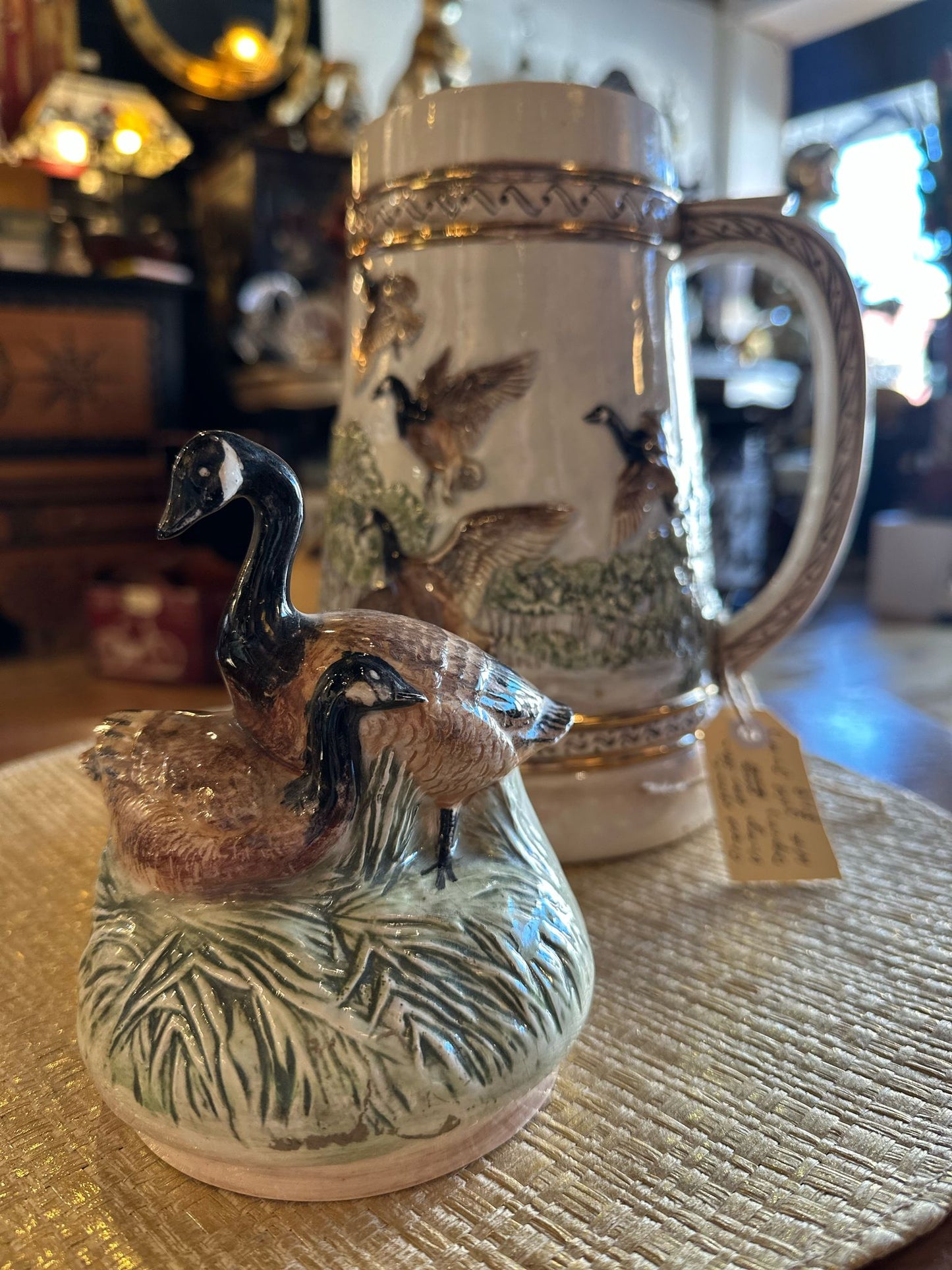 Vintage Beer Stein, Glazed Ceramic