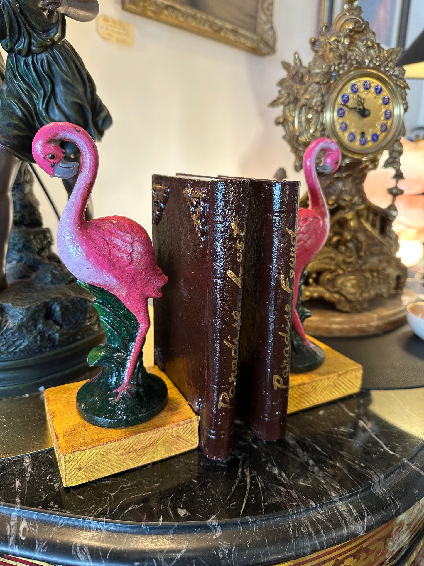 Cast Iron Flamingo Bookends Large