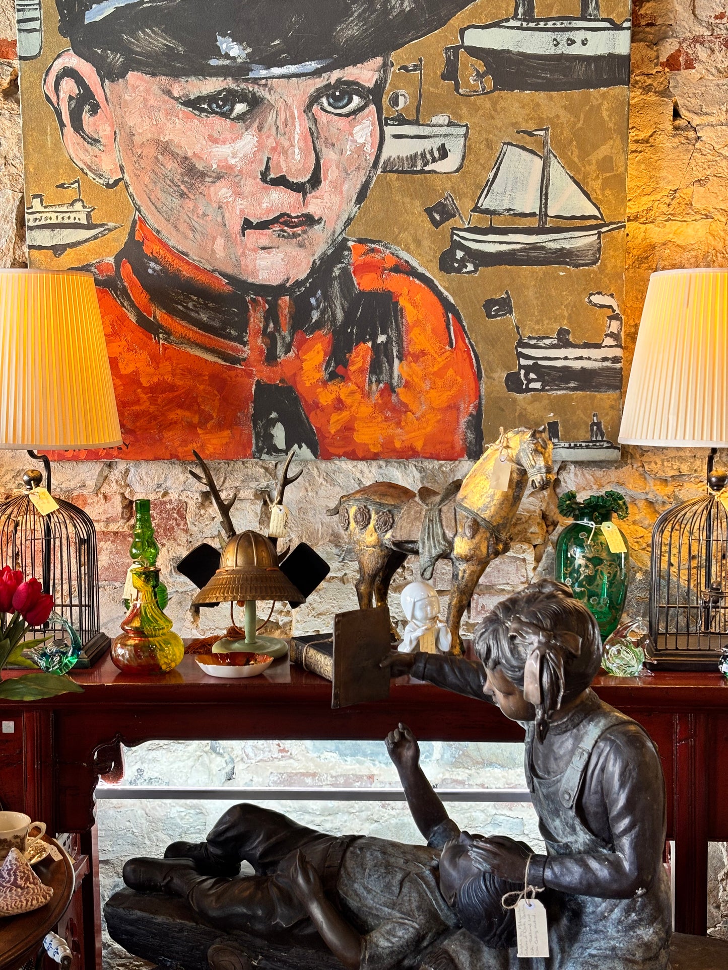 Statue Metal Horse Gold Gilt Finish