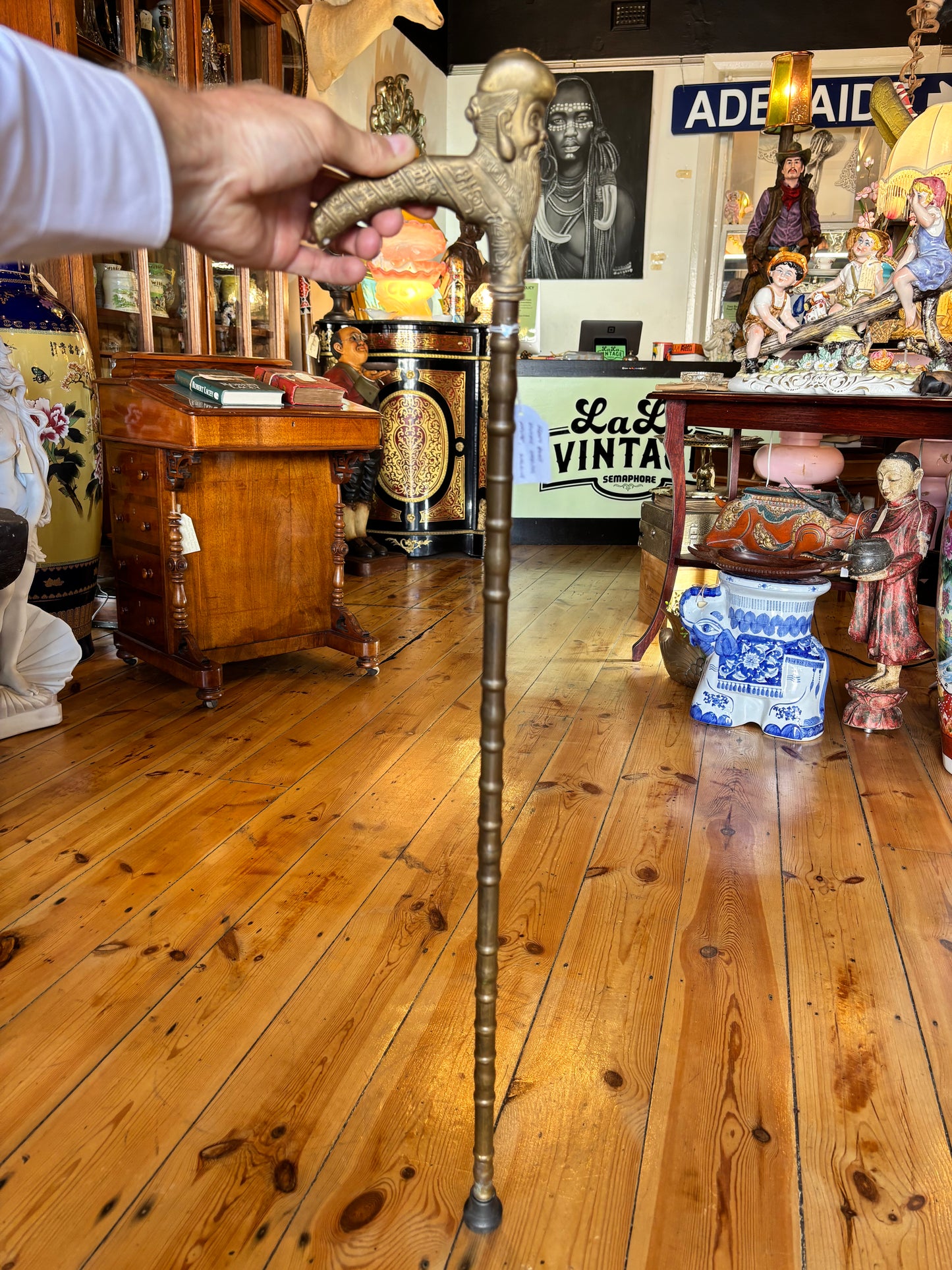 Walking Cane Heavy Brass Strong Vintage Walking Stick