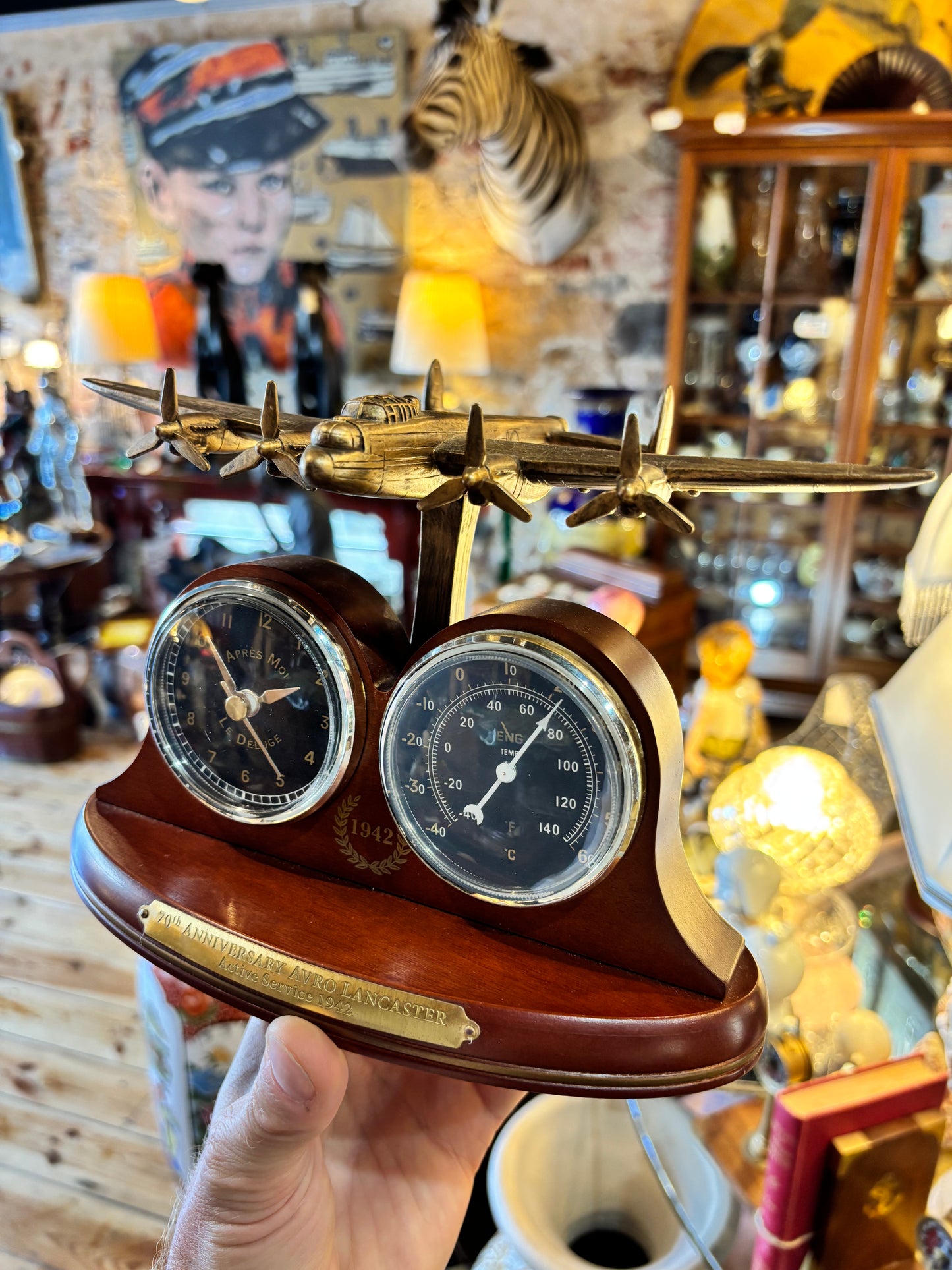 Clock & Thermometer Avro Lancaster 70th Anniversary 1942 Bradford Exchange