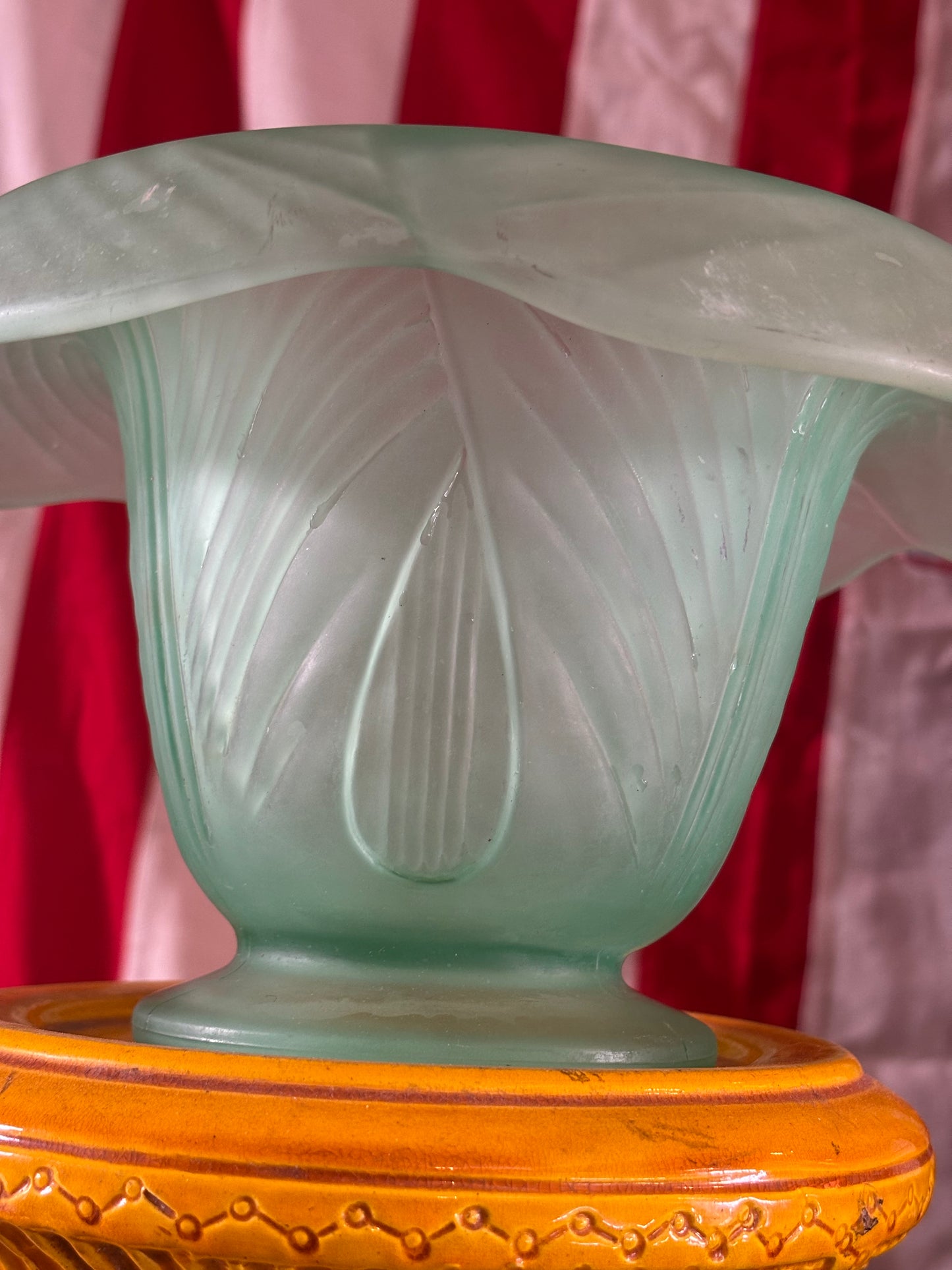 Uranium Glass Frosted Art Deco Bowl