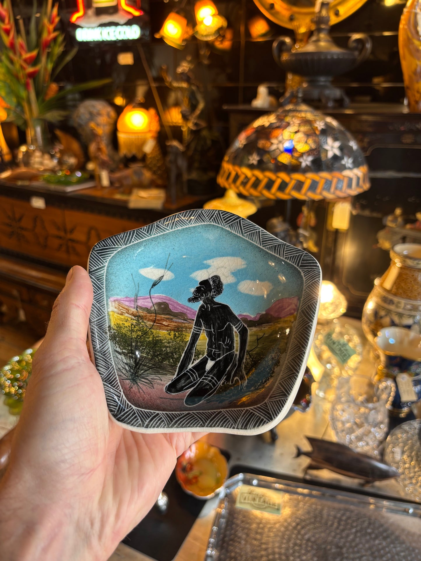 Australian Pottery Dish Hand Painted Vande Pottery