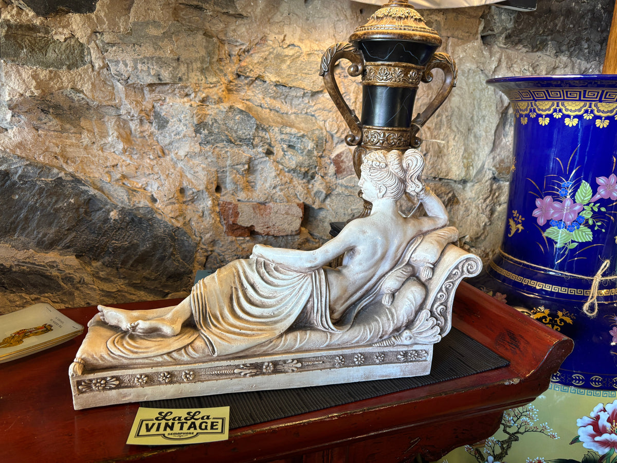 Vintage Chalkware Lounging Lady
