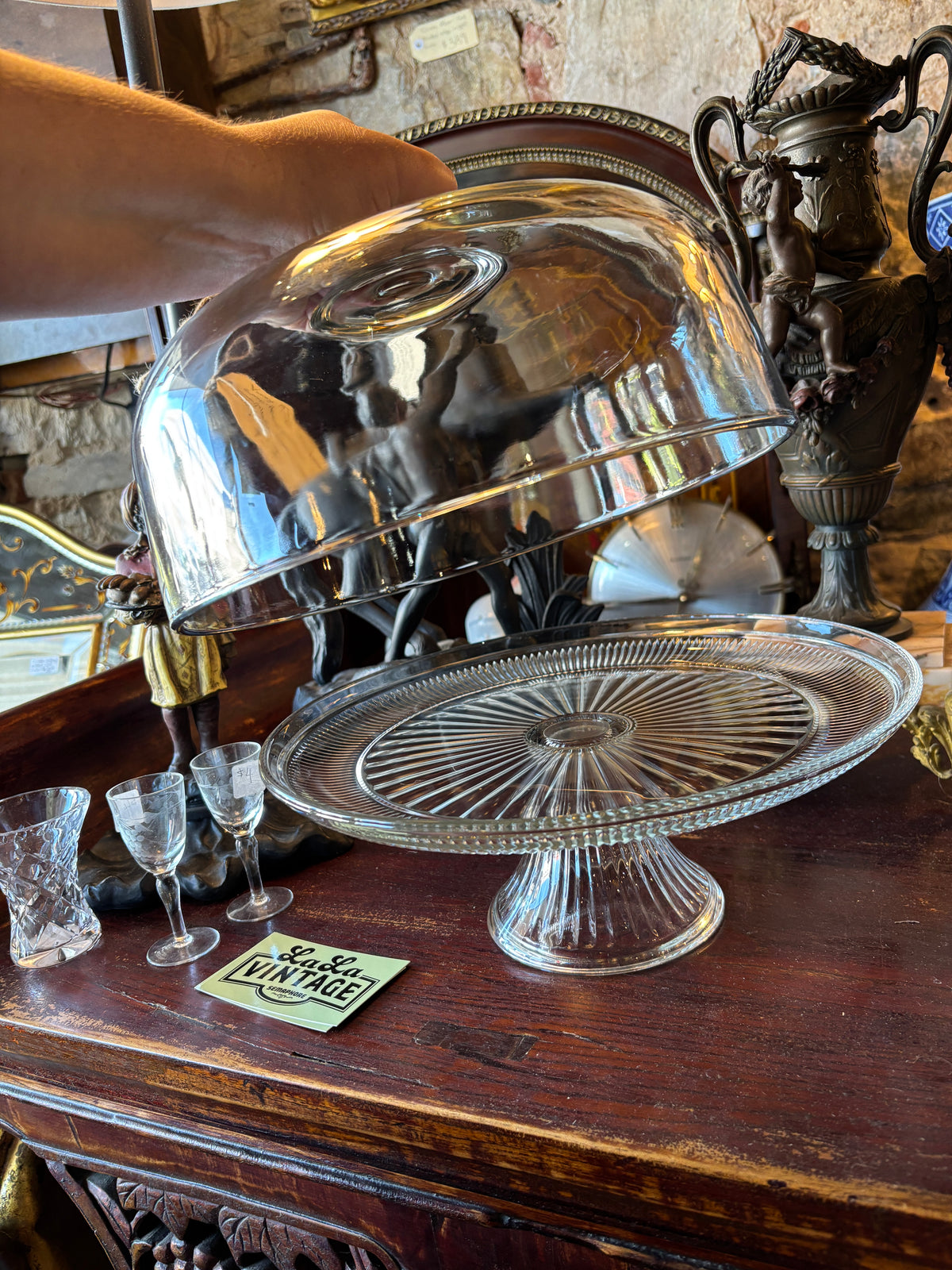 Glass Pedestal Cake Stand with Domed Lid