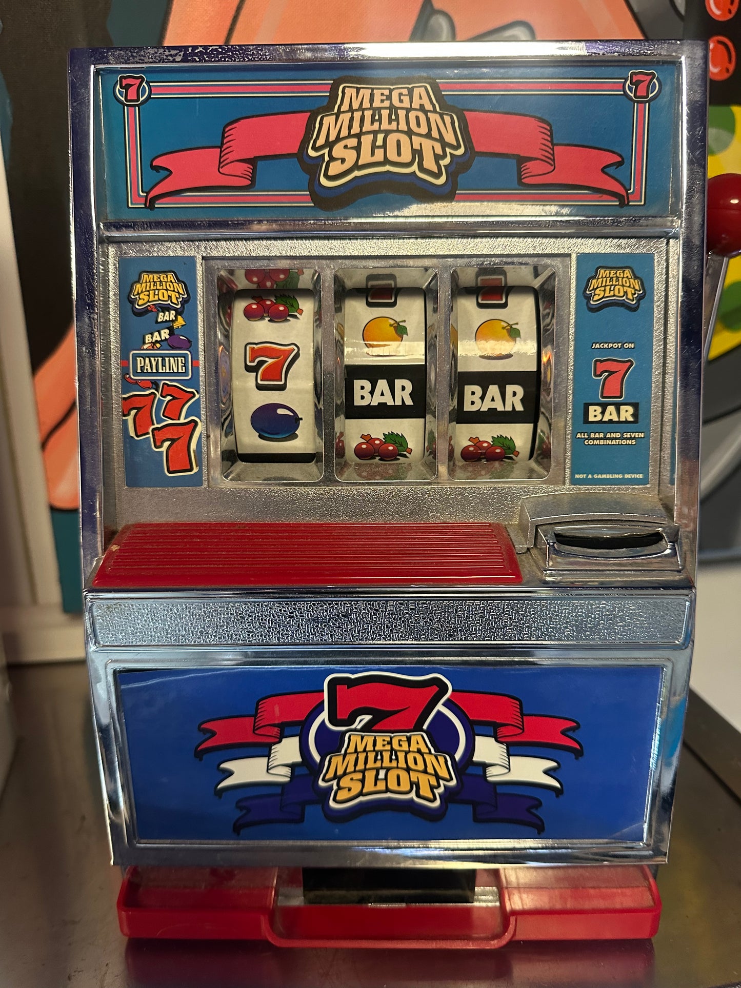 Vintage Mega Million Slot Machine Toy Coin Bank – Retro Las Vegas One-Armed Bandit