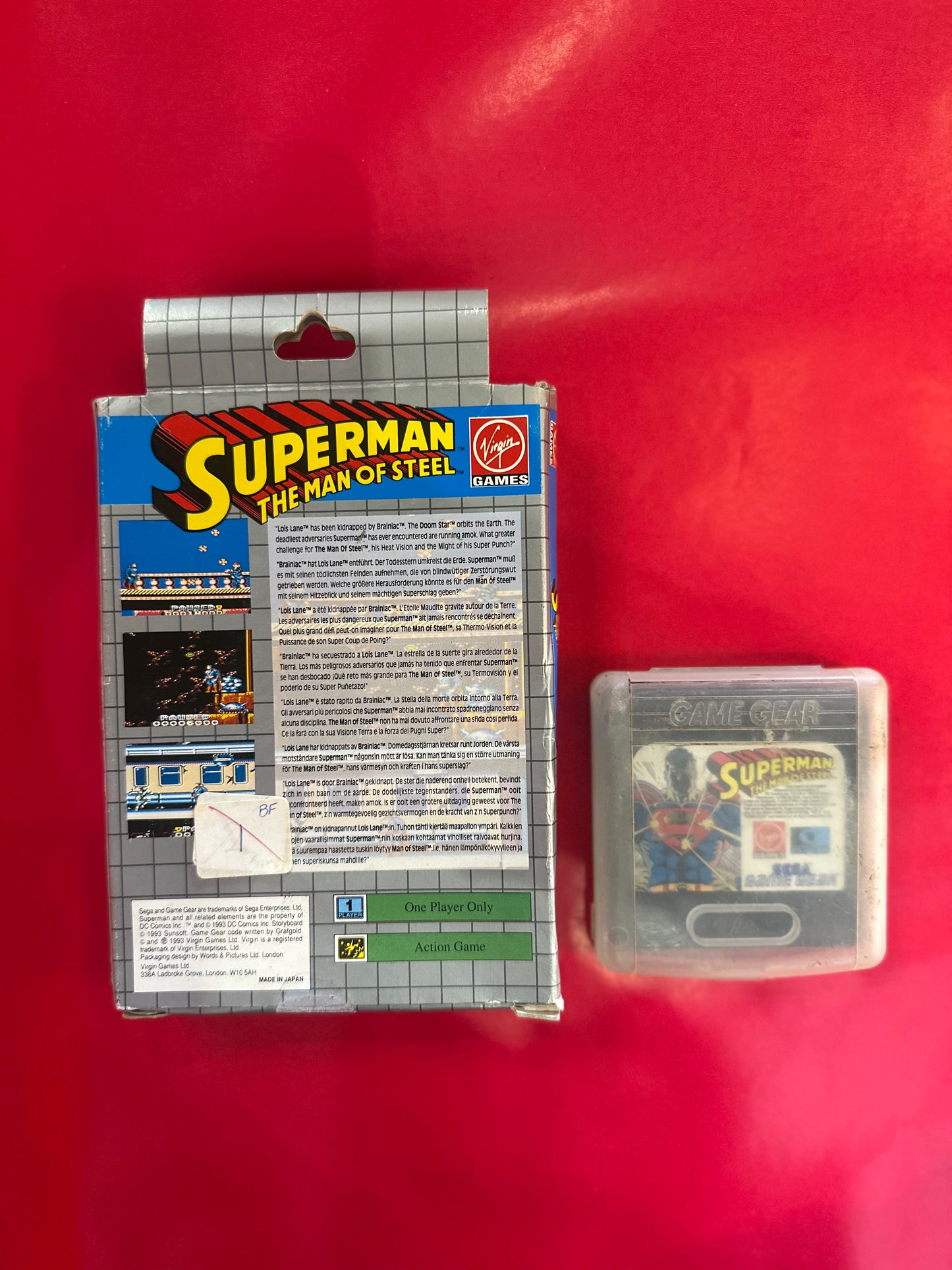 Vintage Superman: The Man of Steel Sega Game Gear Game Boxed PAL Edition