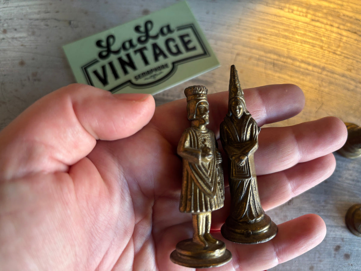 Vintage Chessmen Imperial Cambor Metal Chess Pieces - made in Italy