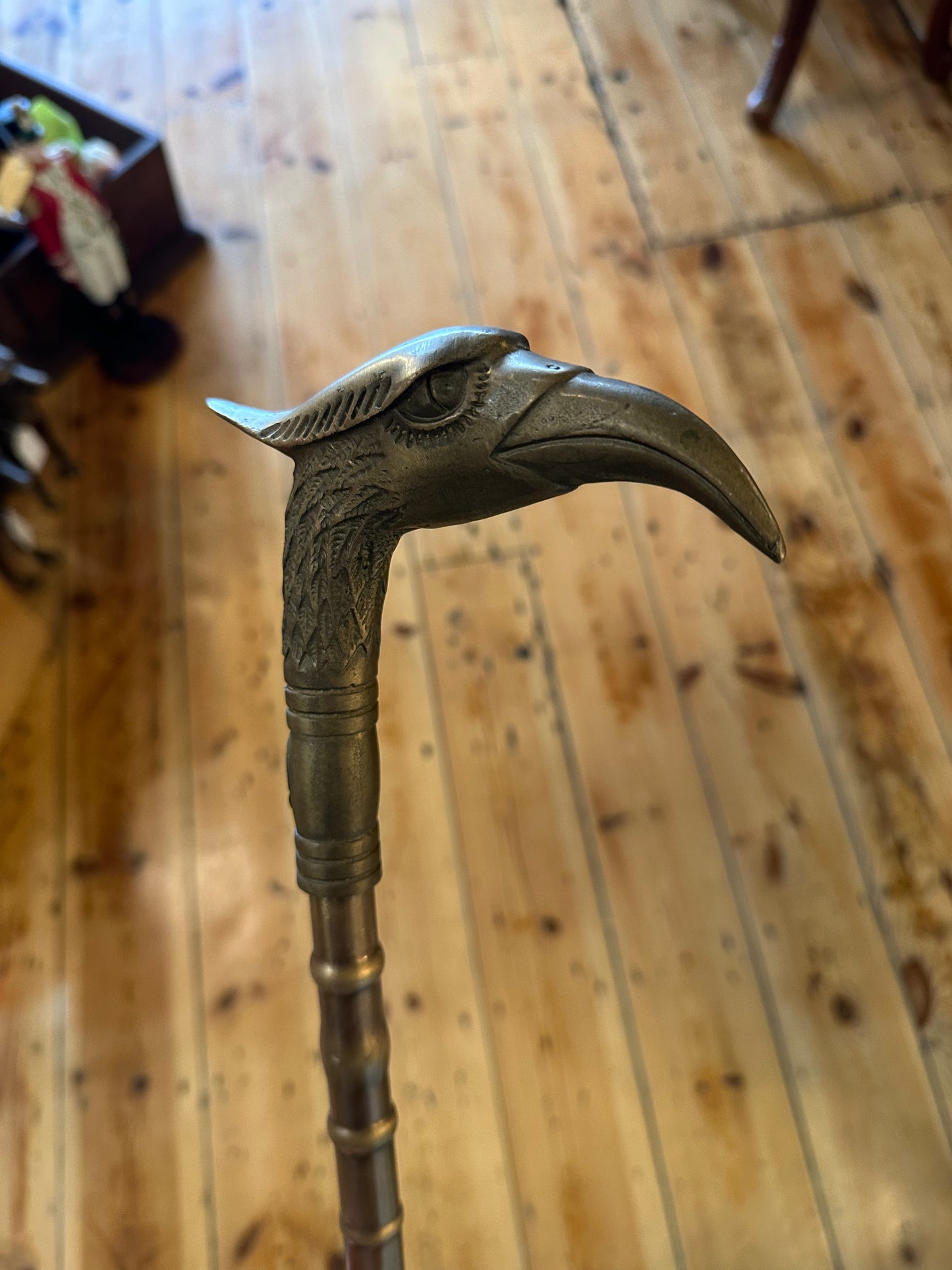 Vintage Brass Eagle Head Walking Stick | Antique Style Gentleman's Cane
