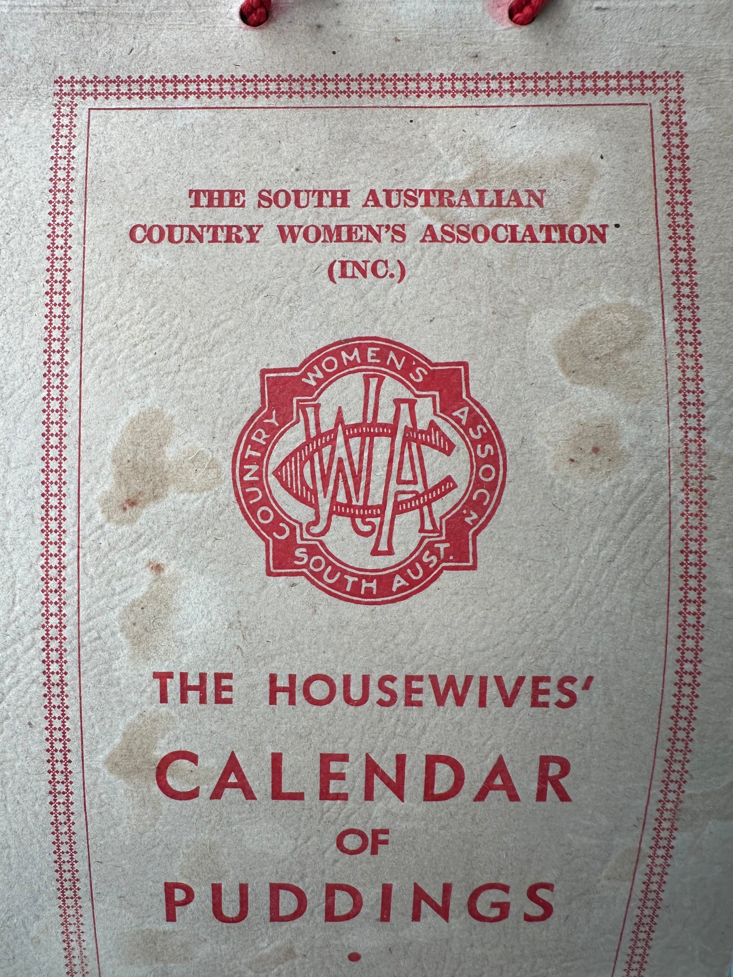 Vintage SACWA Calendar of Puddings Cookbook | South Australian CWA Mid-Century Ephemera
