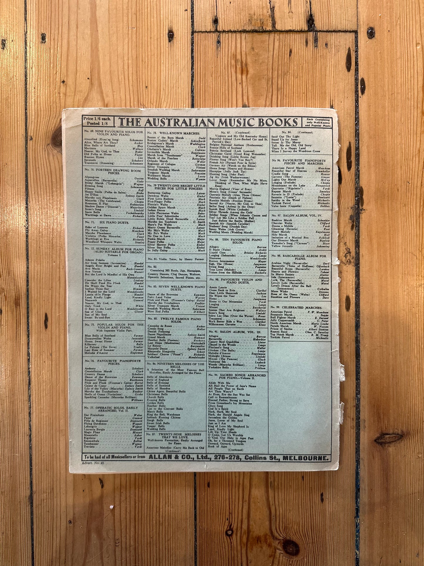 Vintage The Australian Music Books No 60 Salon Album Sheet Music Allan & Co.