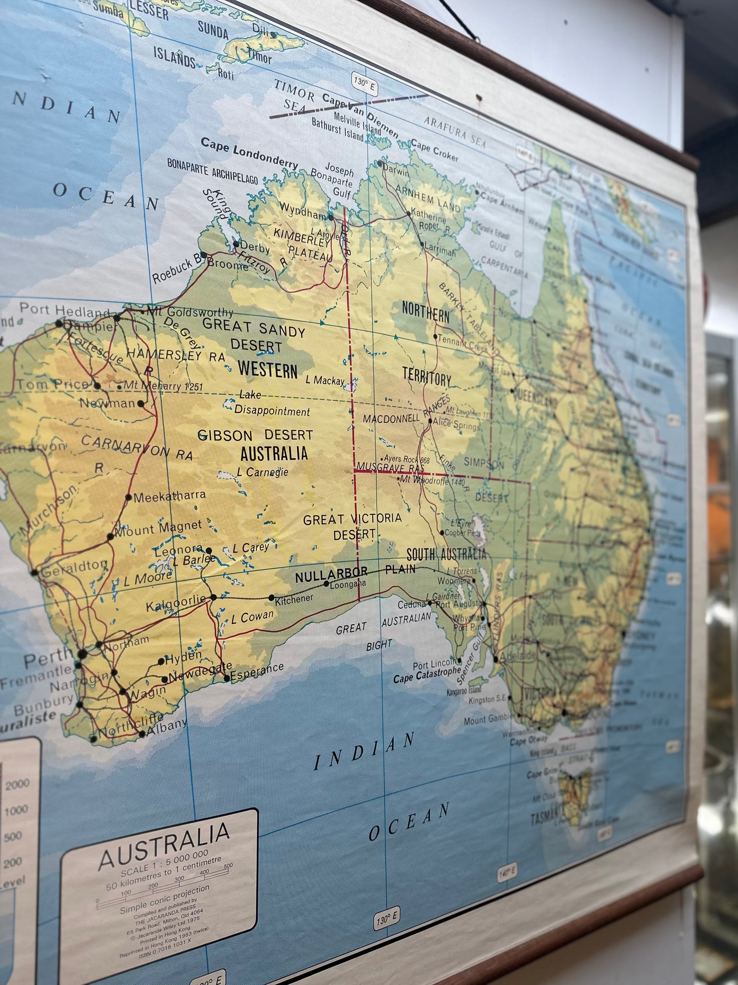 Vintage 1983 Jacaranda Press Australia School Map | Retro Roll-Up Canvas Wall Chart