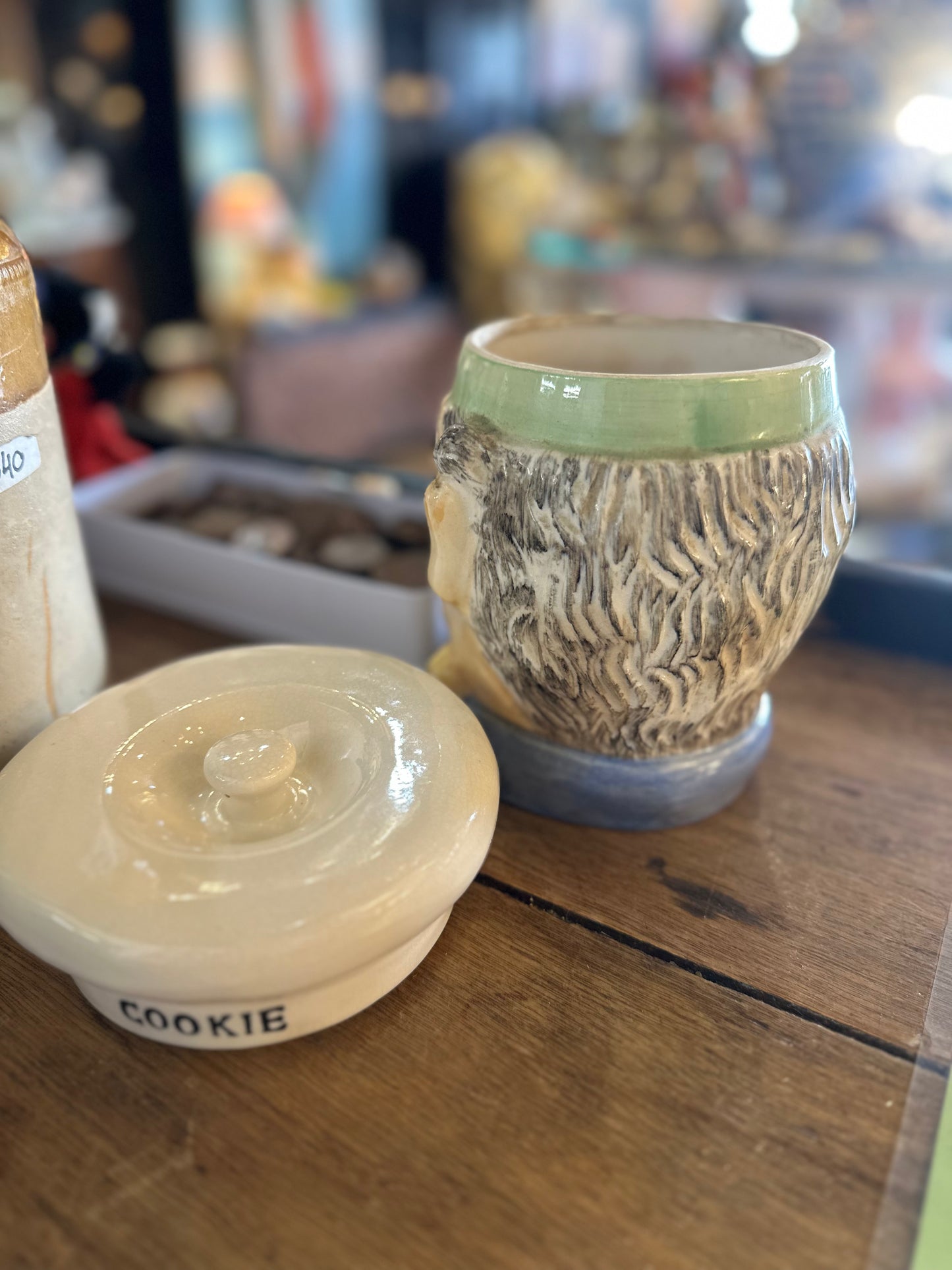 Vintage Chef Head Cookie Jar - 1950s Japanese Ceramic Kitsch - Hand Painted Retro Biscuit Barrel