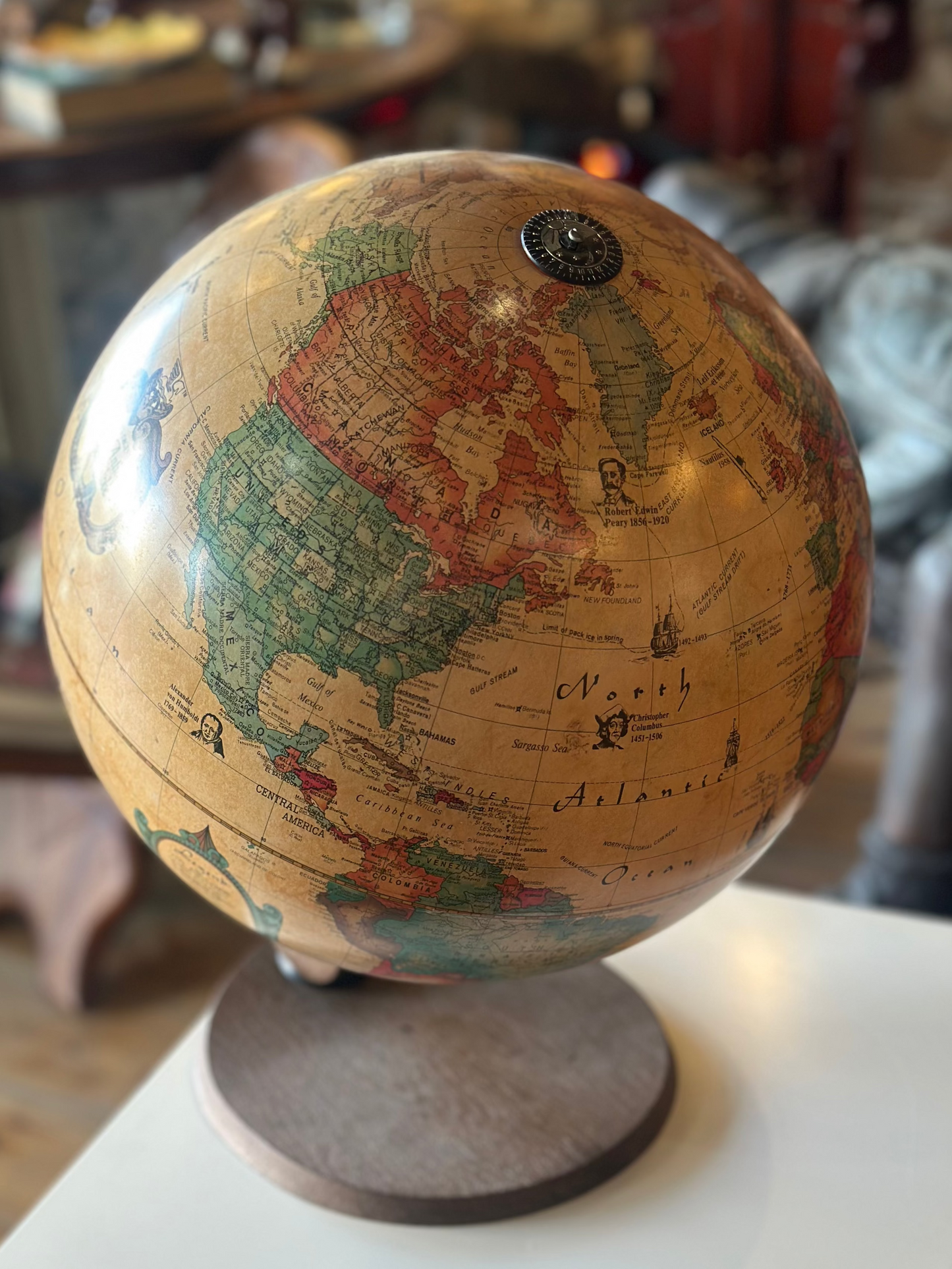 Vintage Micador Illuminated Globe Lamp – Retro Wooden Base World Globe Light
