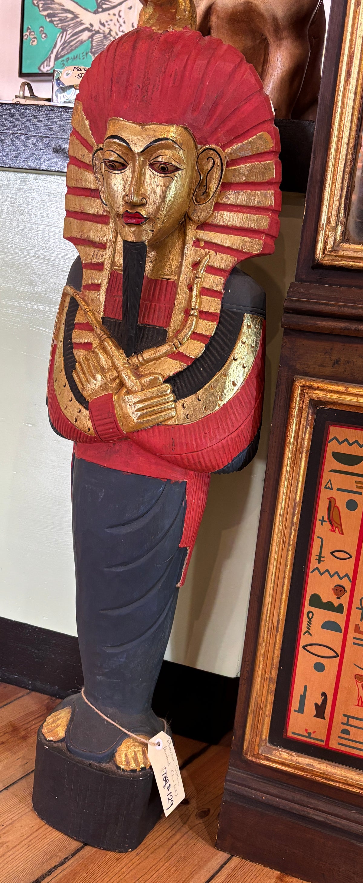 Wooden Pharaoh Statue, 1 metre tall