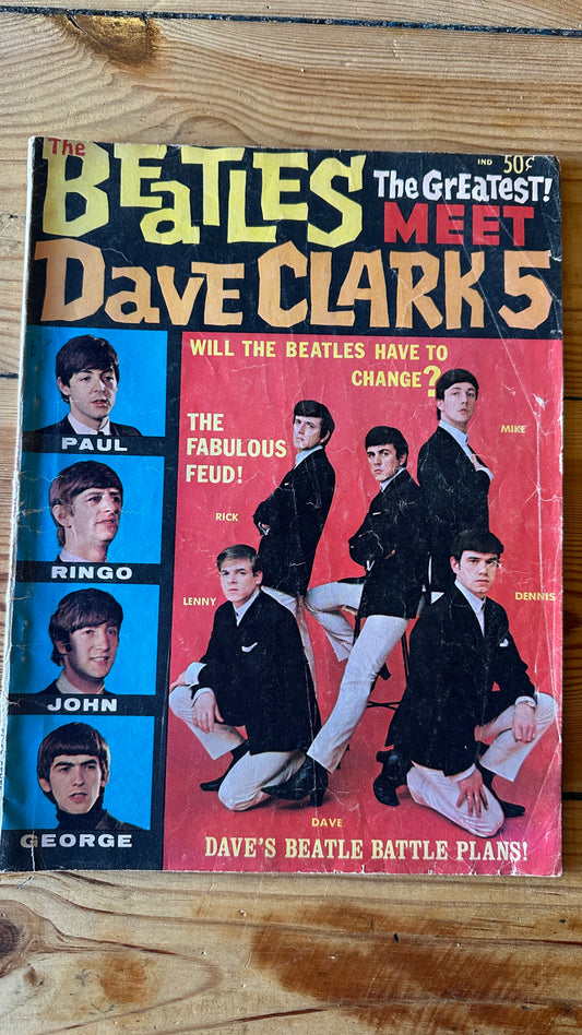 Vintage 1964 The Beatles Meet The Dave Clark Five Magazine | Rare 60s British Invasion Memorabilia
