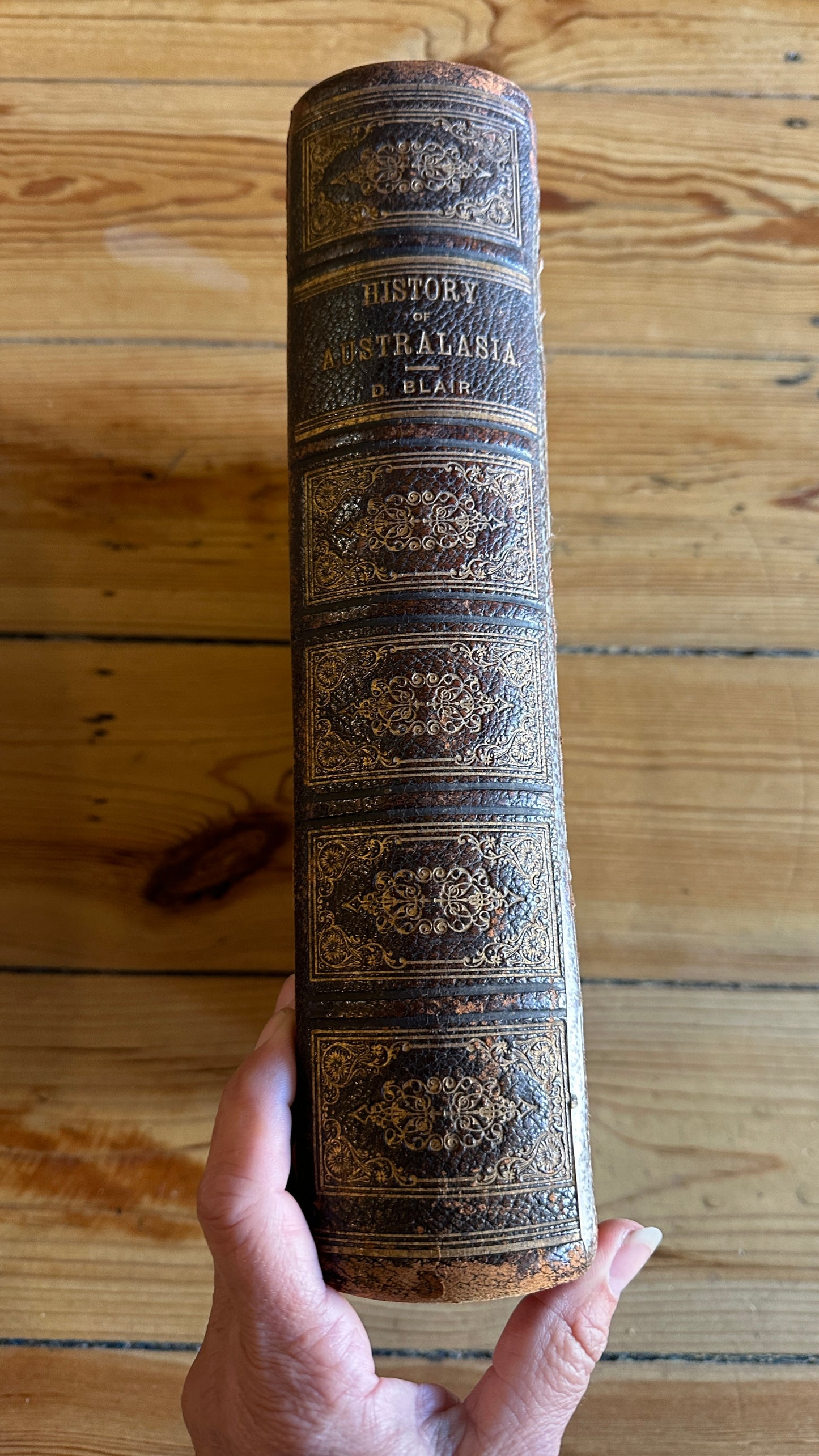 Antique leather-bound 1878 edition of The History of Australasia by David Blair, published by McGready, Thomson & Niven