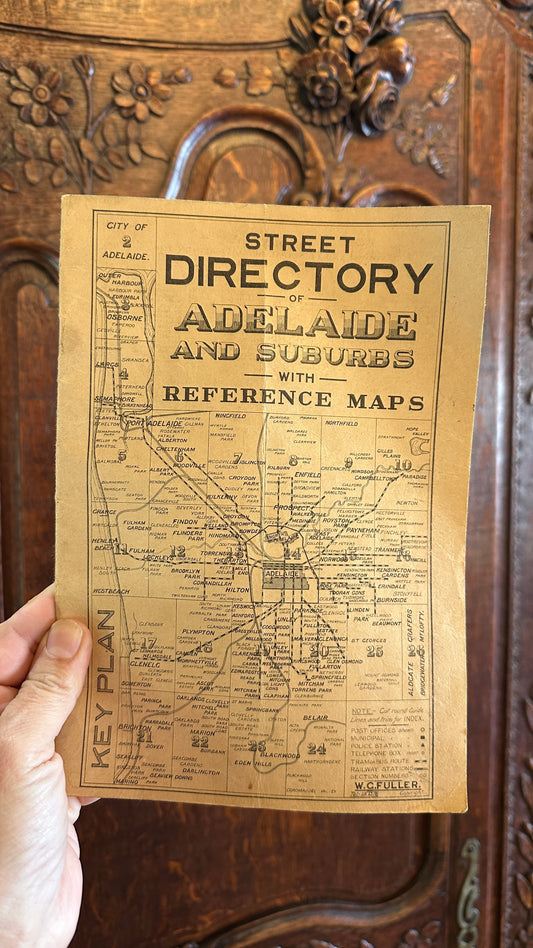 Vintage "Street Directory of Adelaide and Suburbs with Reference Maps"