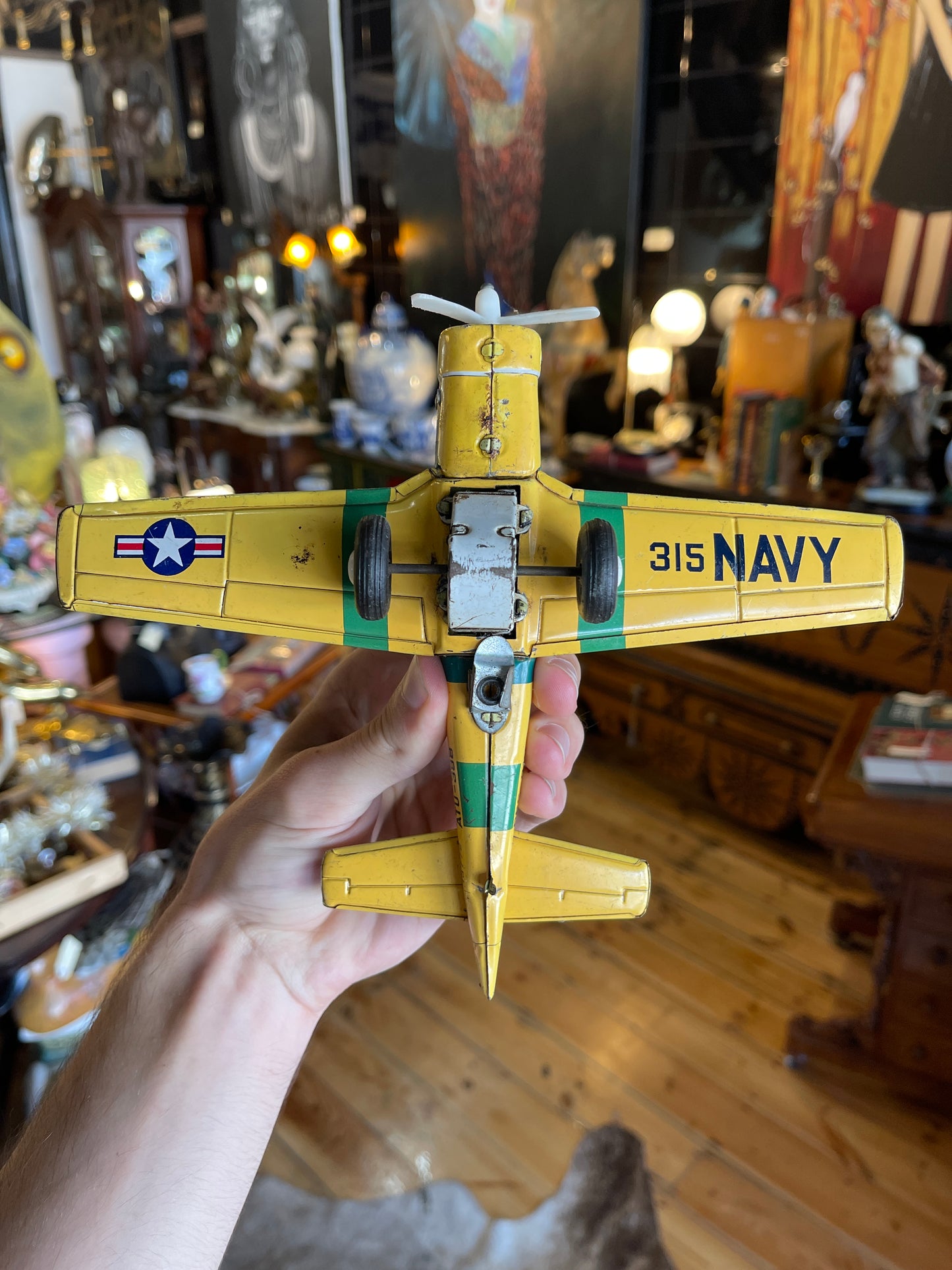 Vintage Tin Toy Navy Plane ATU-398 – Made in Japan