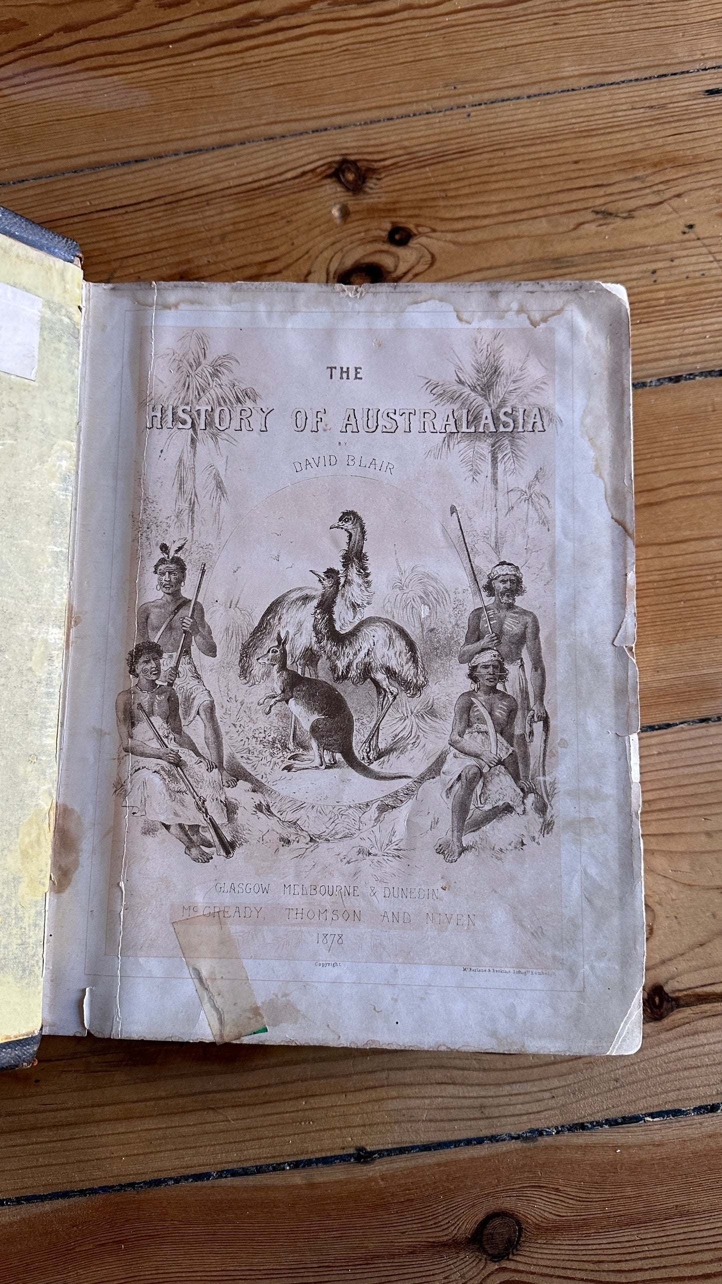 Antique leather-bound 1878 edition of The History of Australasia by David Blair, published by McGready, Thomson & Niven
