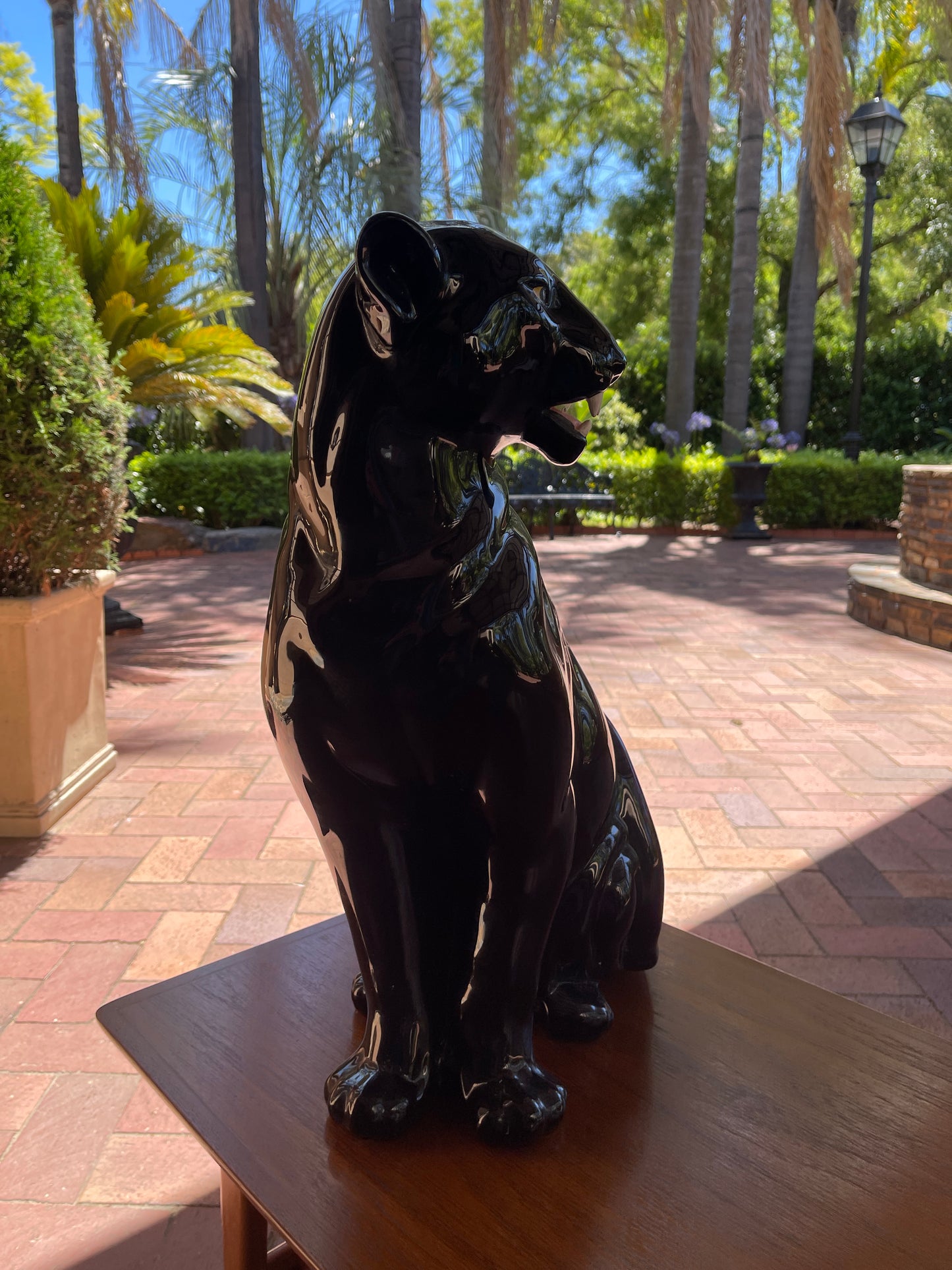 Rare Significant Mid Century Ceramic Black Panther Statue