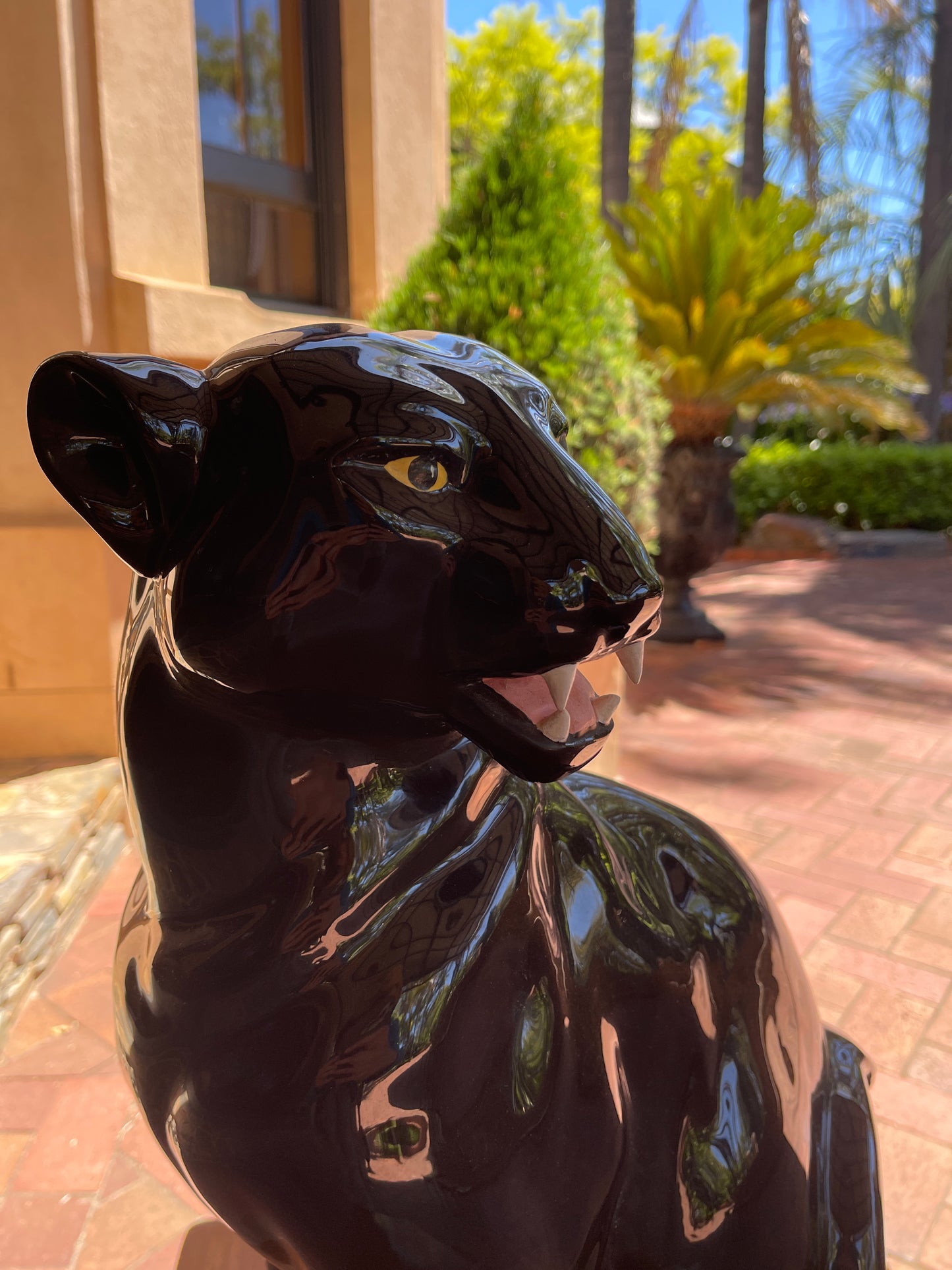 Rare Significant Mid Century Ceramic Black Panther Statue