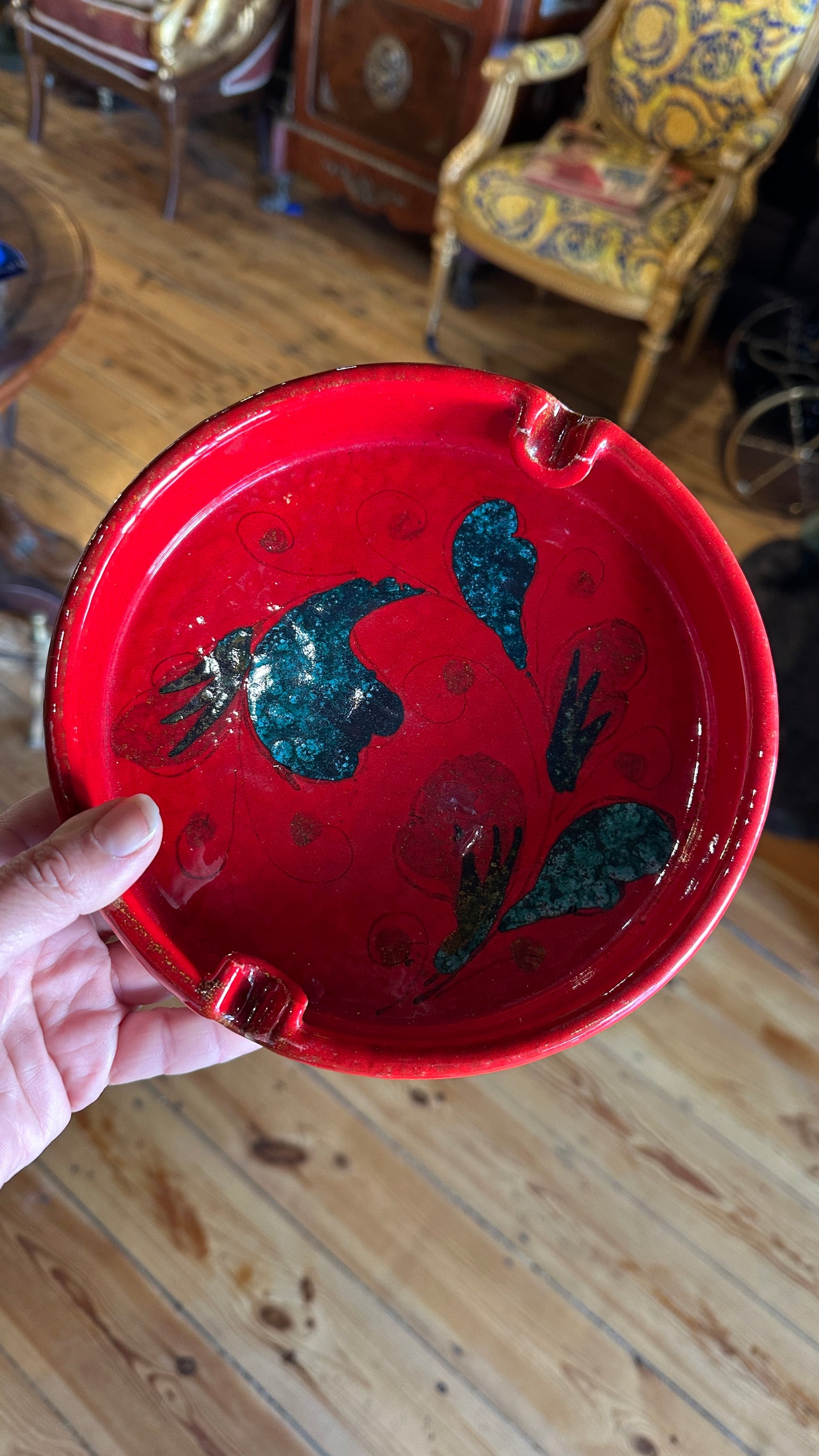 Mid century Italian, red glazed pottery, diameter: 20cm