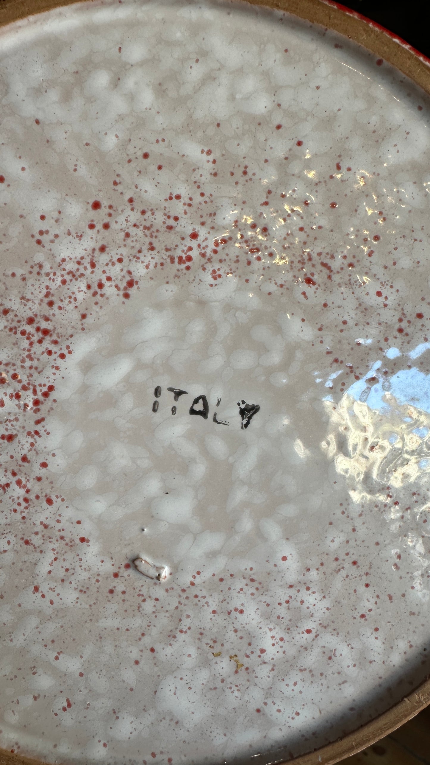 Mid century Italian, red glazed pottery, diameter: 20cm
