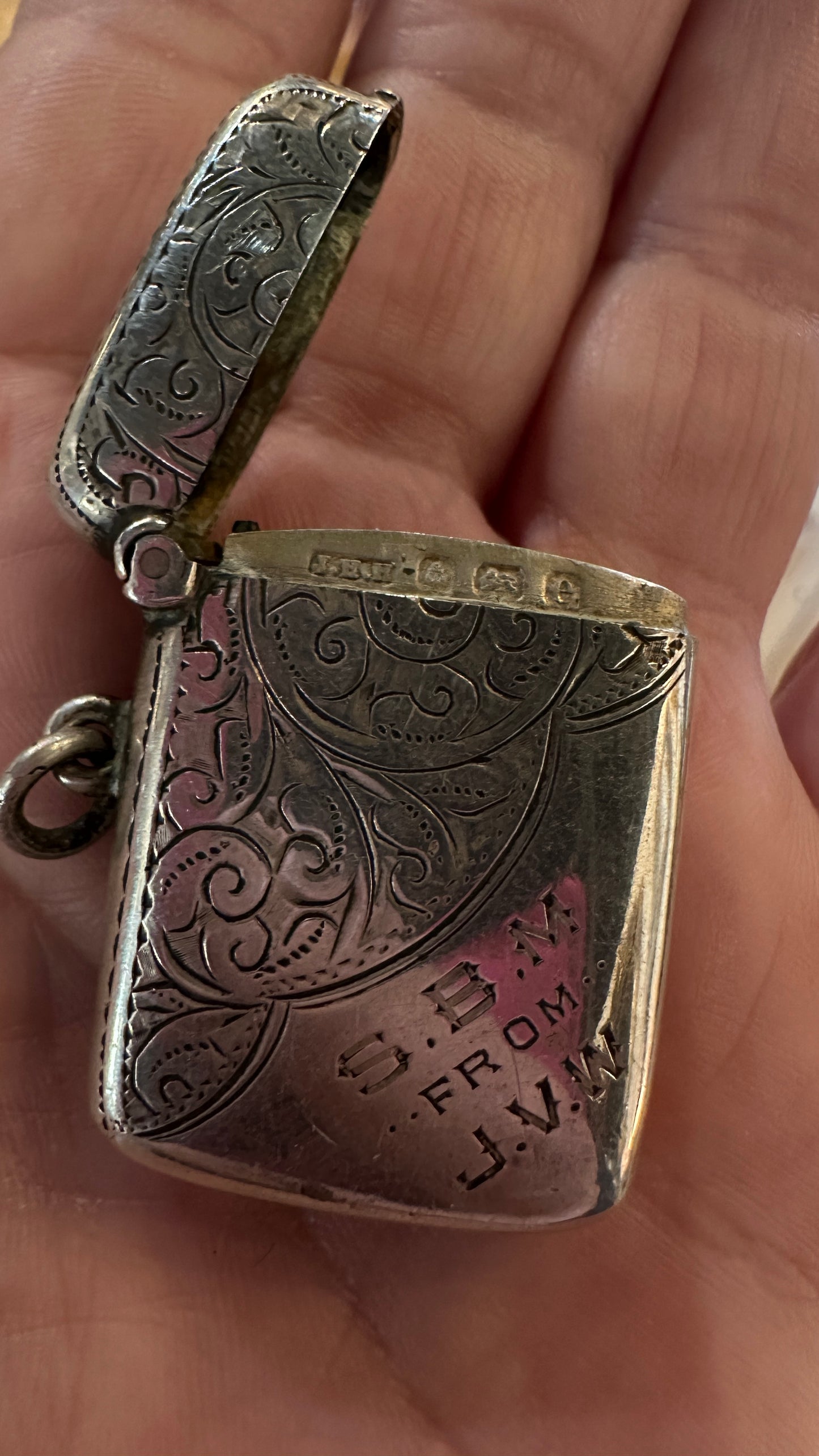 Antique Edwardian Sterling Silver Vesta Case, Birmingham 1904