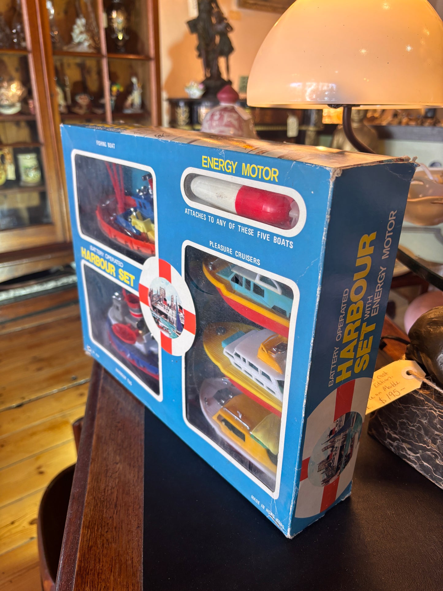 Vintage 1960s Battery Operated Harbour Set with Energy Motor – Boxed Hong Kong Toy Boats